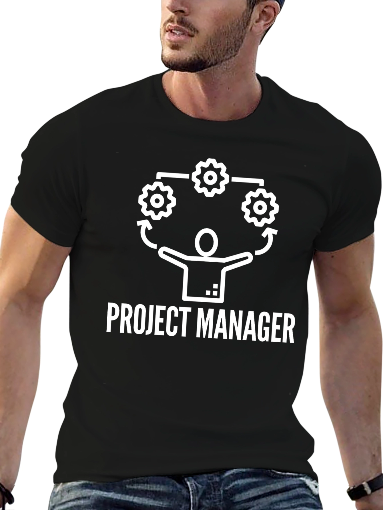 Black Project Manager Graphic Tee - Black Cotton Blend view 6