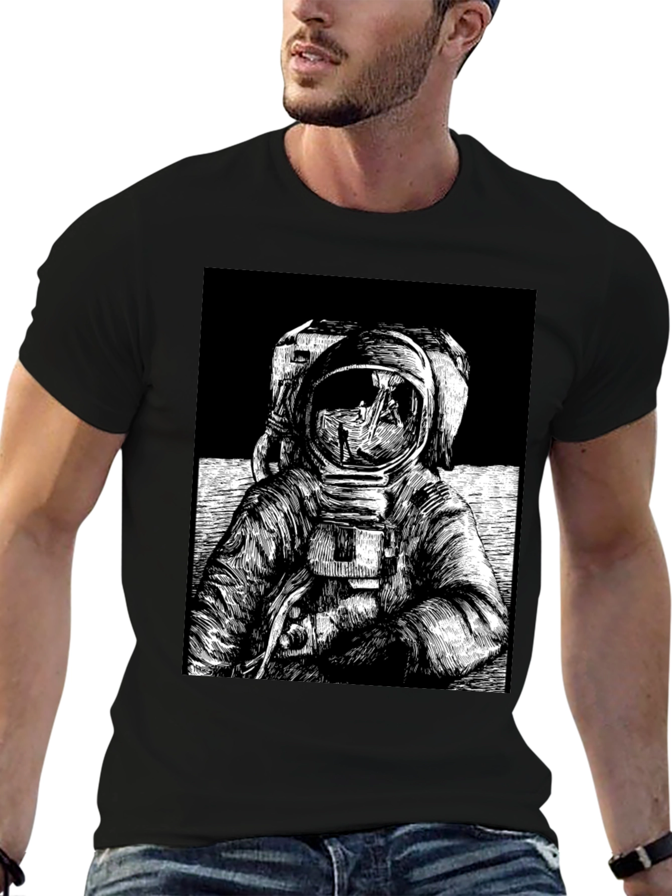 Black Astronaut Graphic Tee - Space Explorer T-Shirt view 6