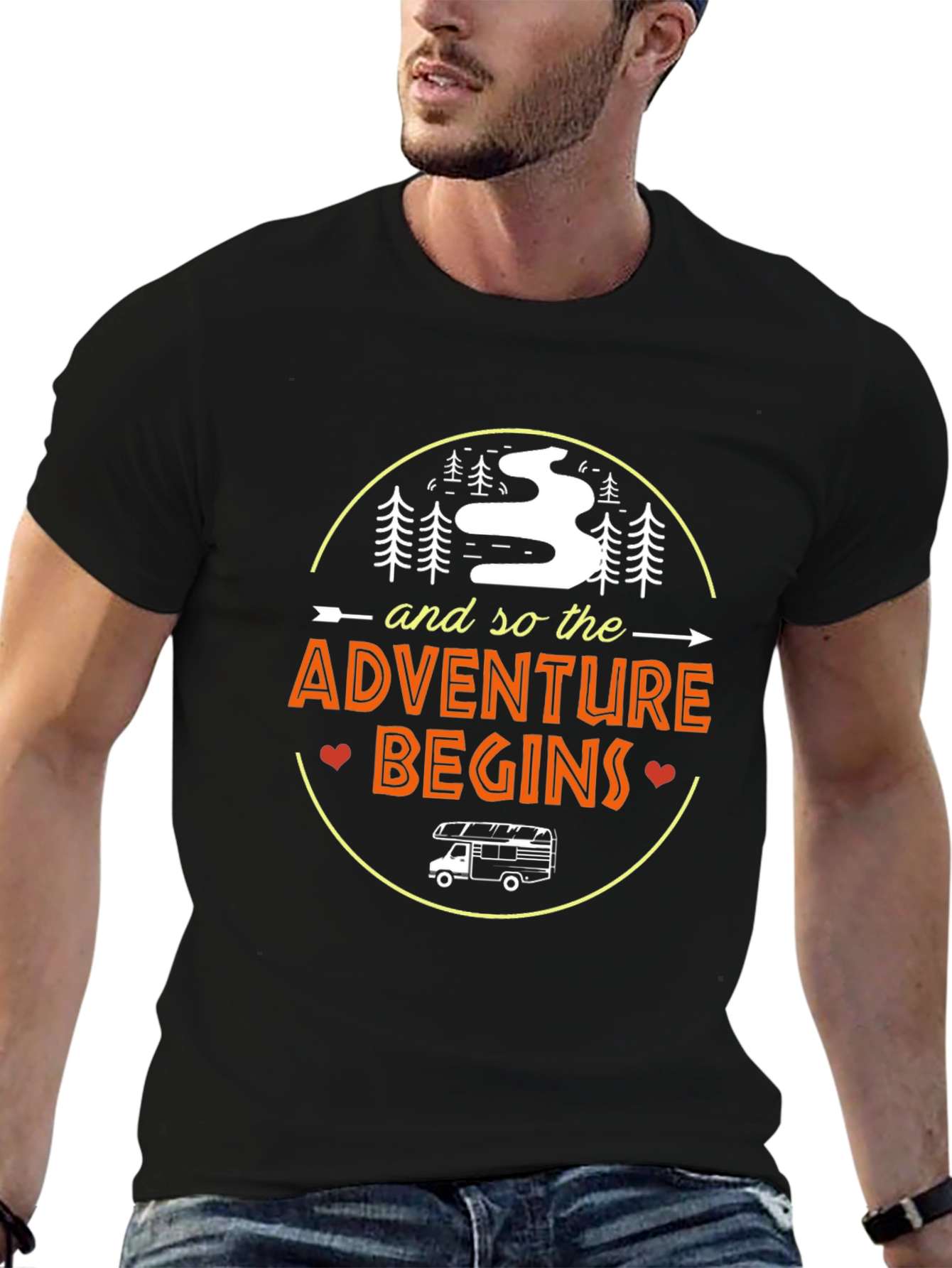 Black Adventure Begins Graphic Tee view 6
