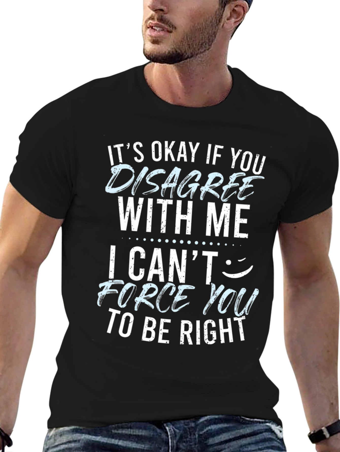 Black Funny Disagree With Me Graphic T-Shirt view 6