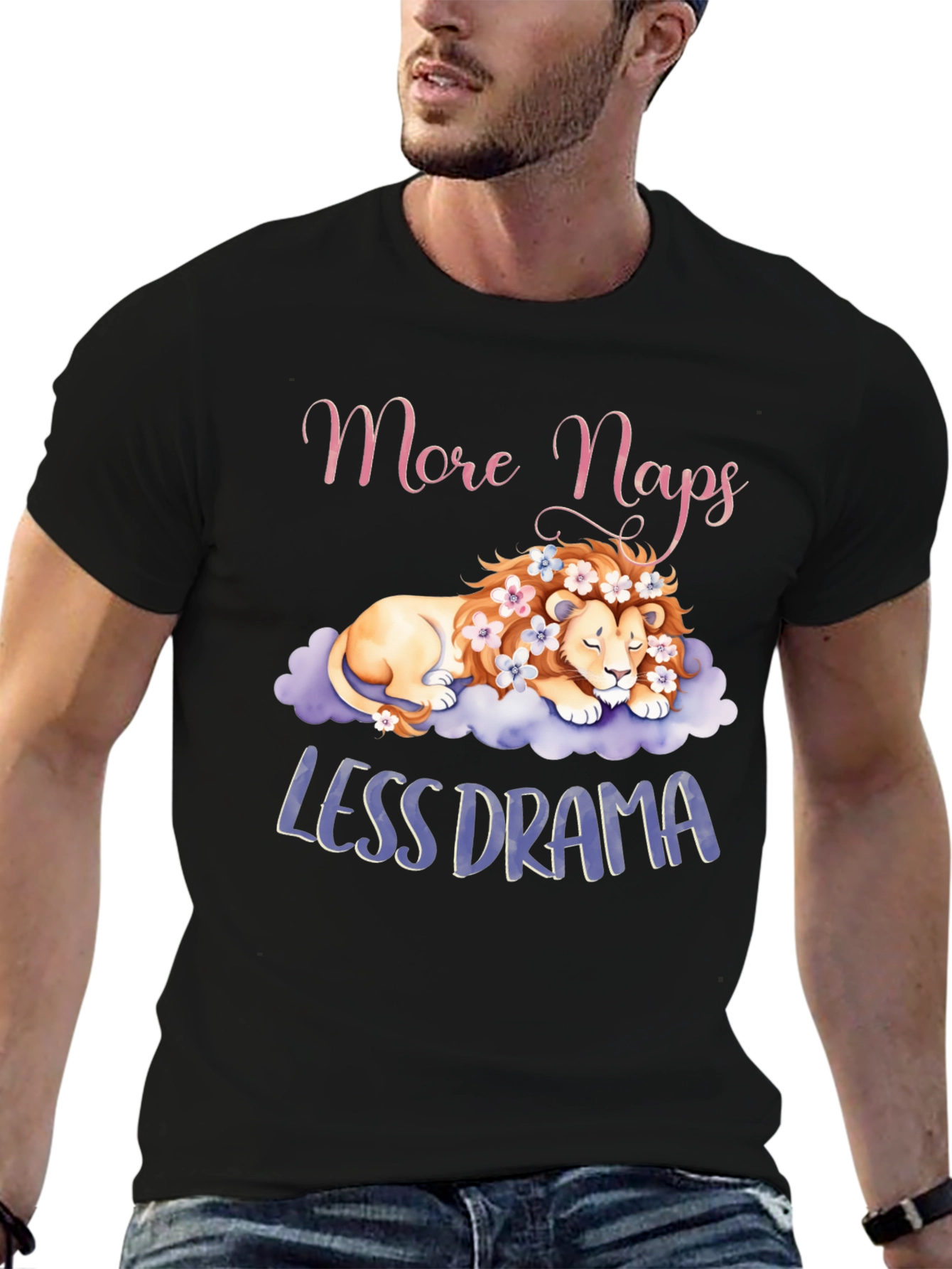 Black More Naps Less Drama Graphic T-Shirt view 6