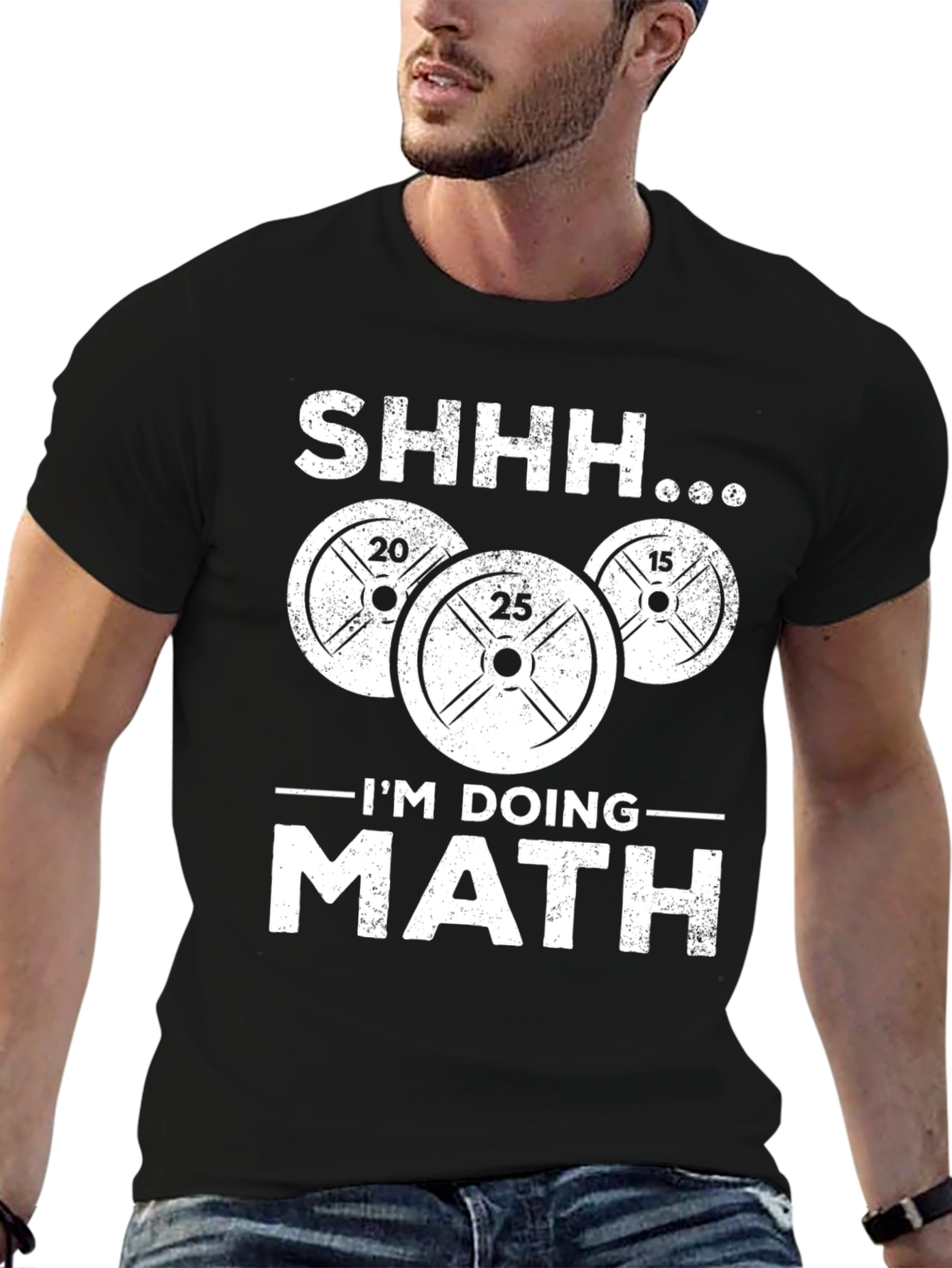 Black Funny Gym Math Workout T-Shirt view 6