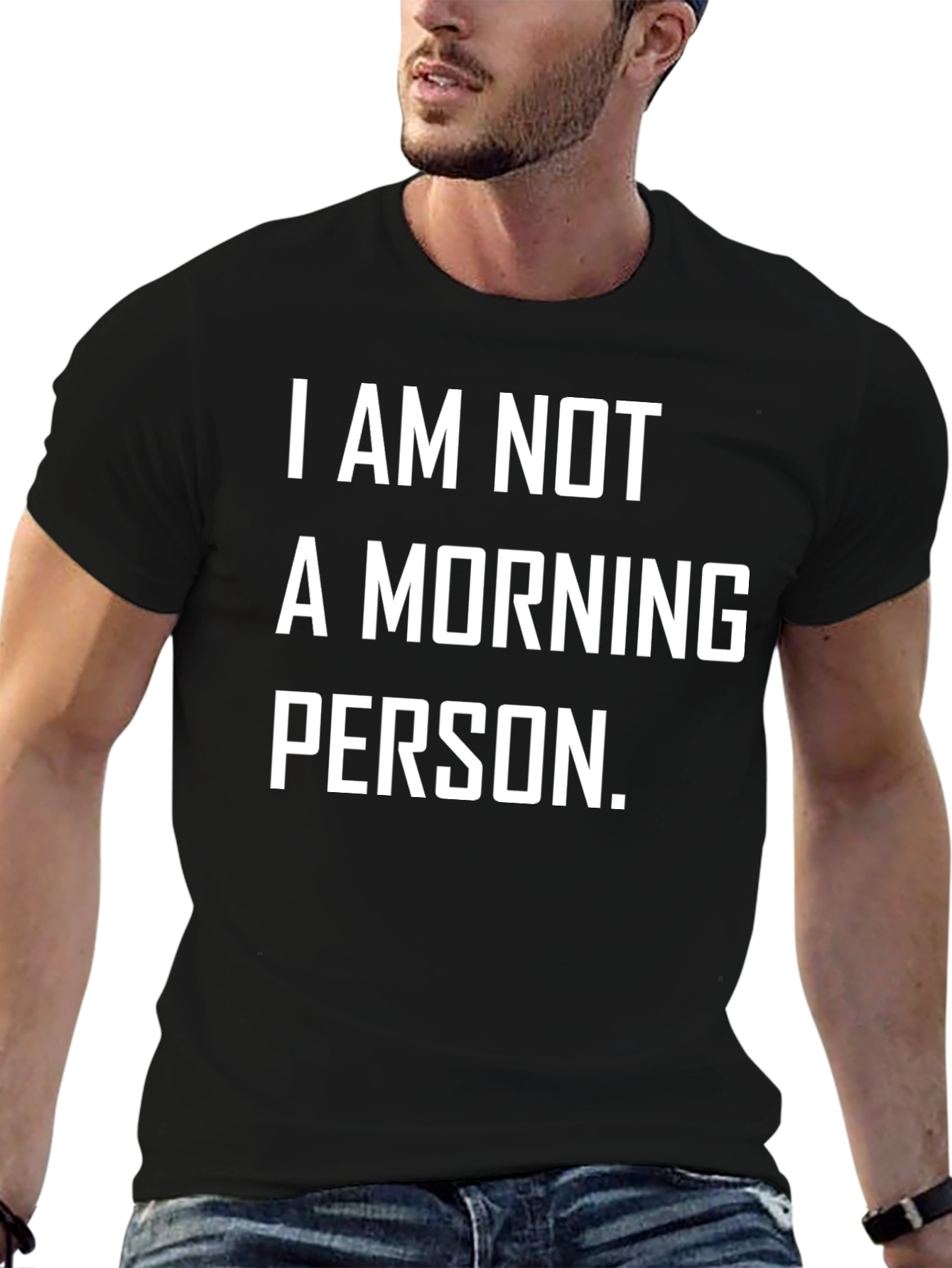 Black I AM NOT A MORNING PERSON. Graphic T-Shirt view 6