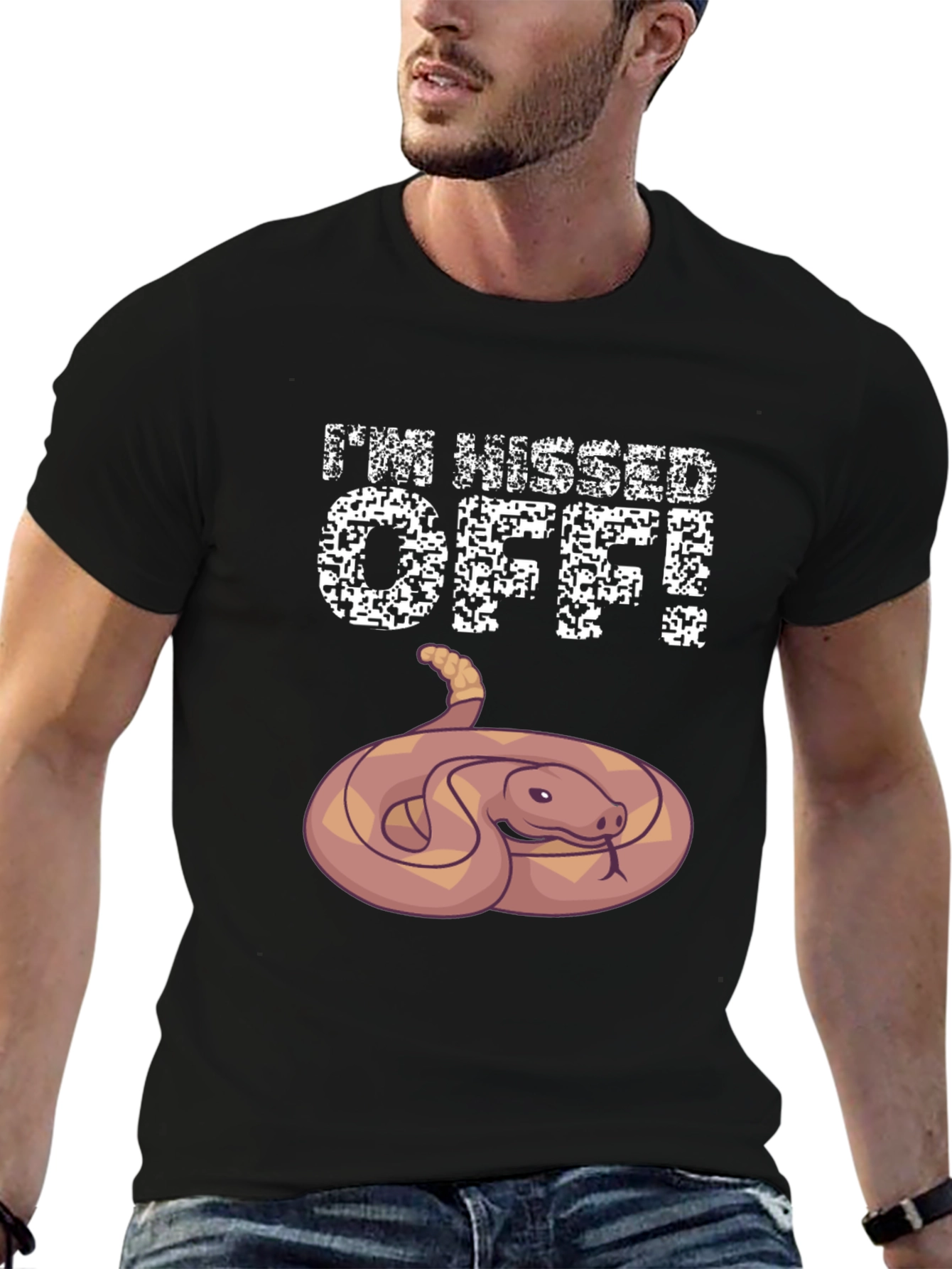 Black Hissed Off Snake Graphic Tee view 6