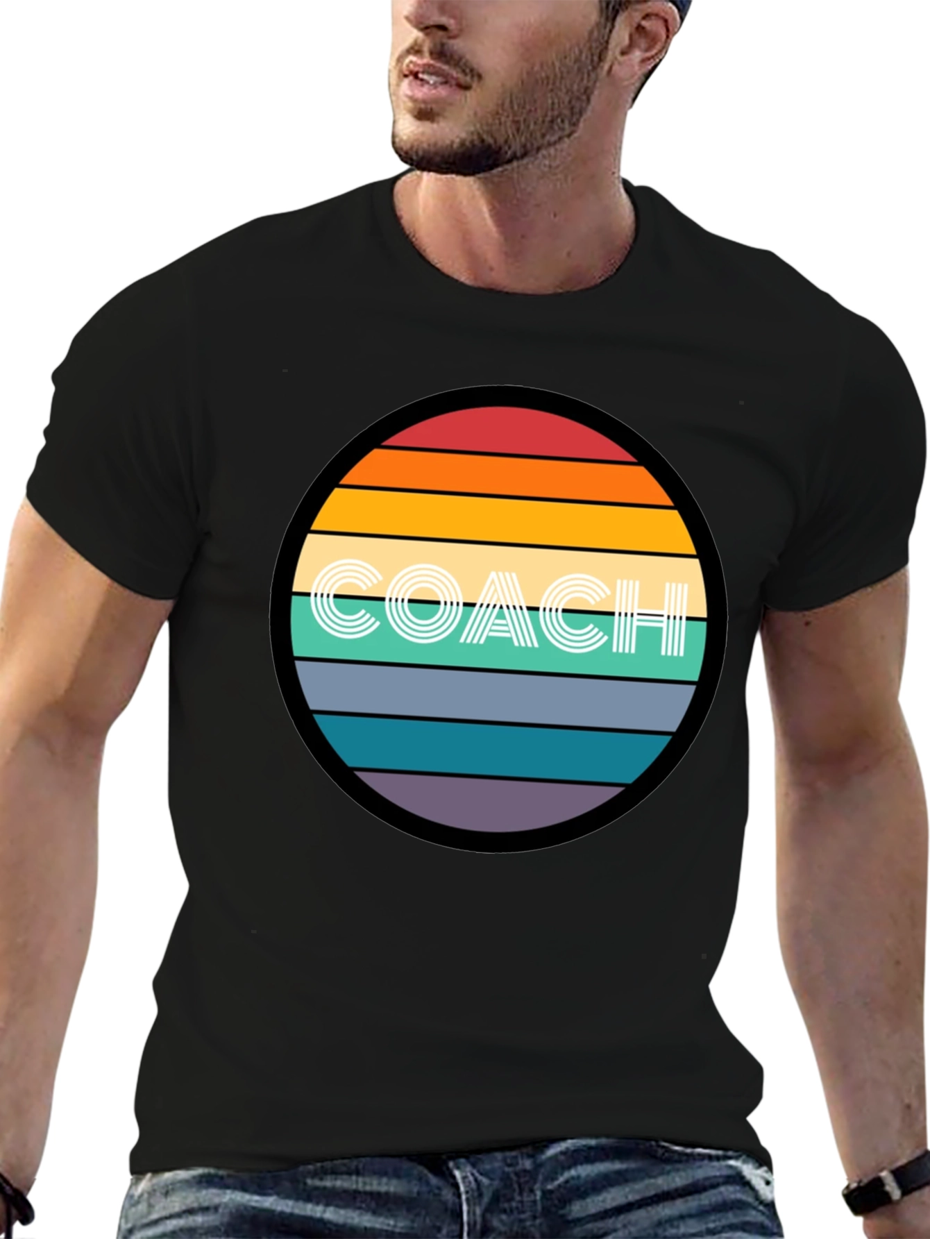 Black Retro Sunset Coach T-Shirt - Vintage Style Tee view 6