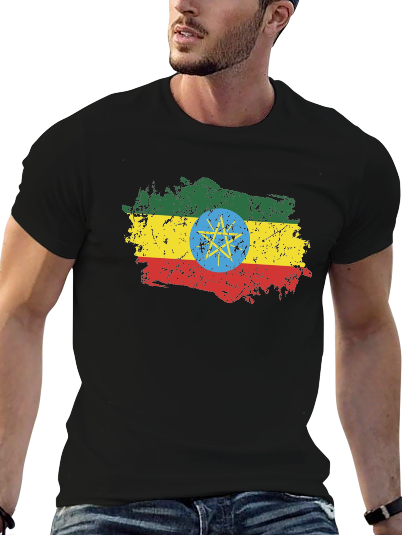 Ethiopia Flag T-Shirt - Distressed Graphic Tee - 6