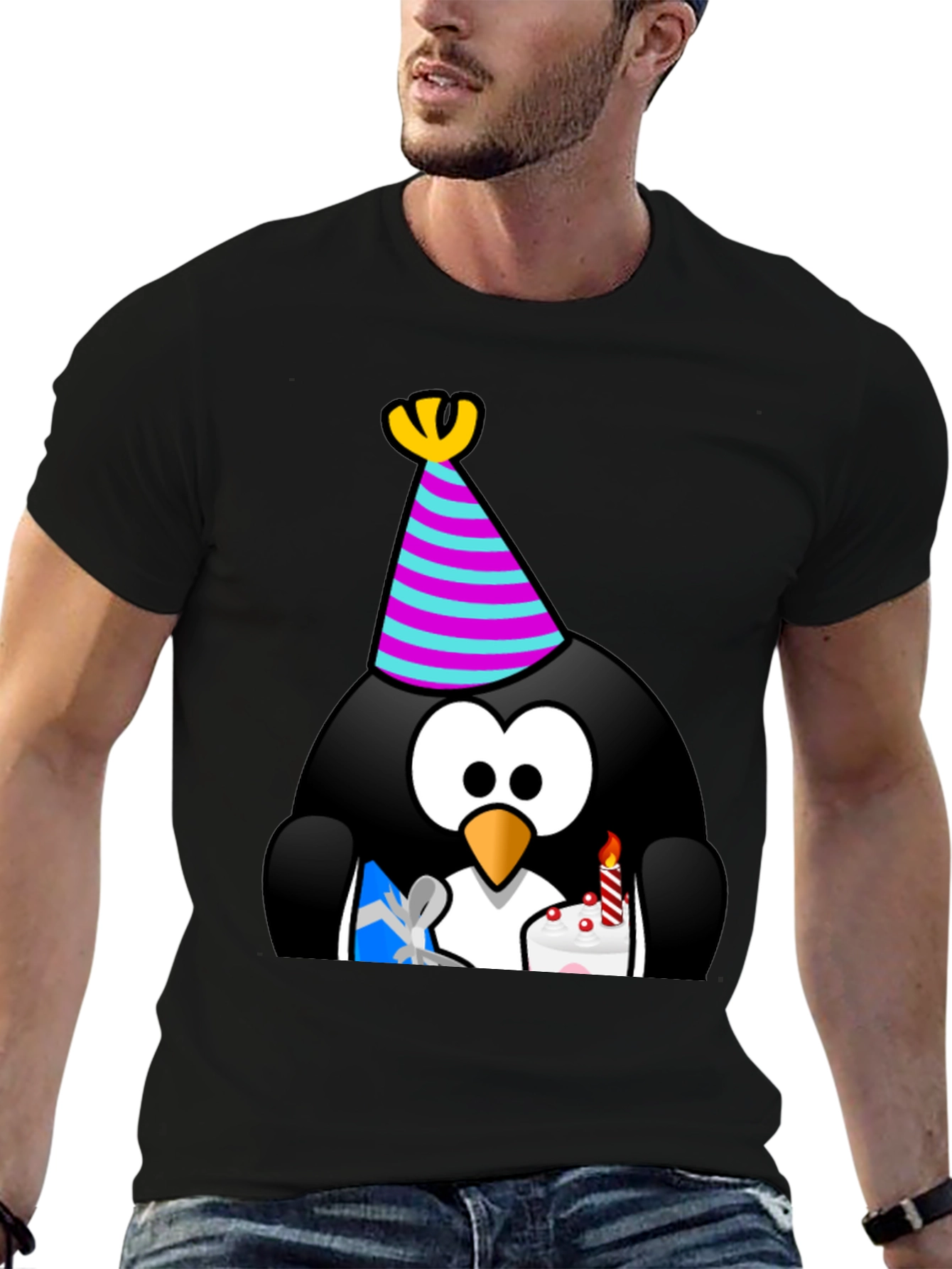Black Birthday Penguin T-Shirt view 6