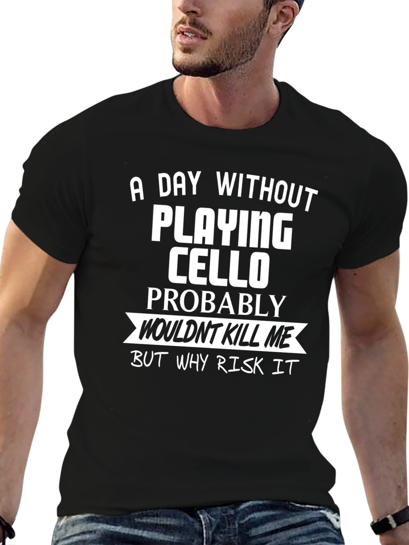 Black Cello Player T-Shirt: A Day Without Playing Cello view 6