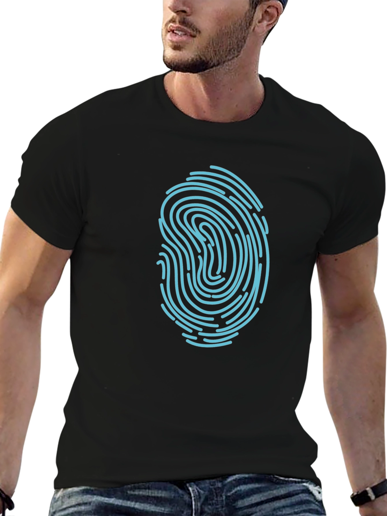 Black Fingerprint Graphic Black T-Shirt view 6