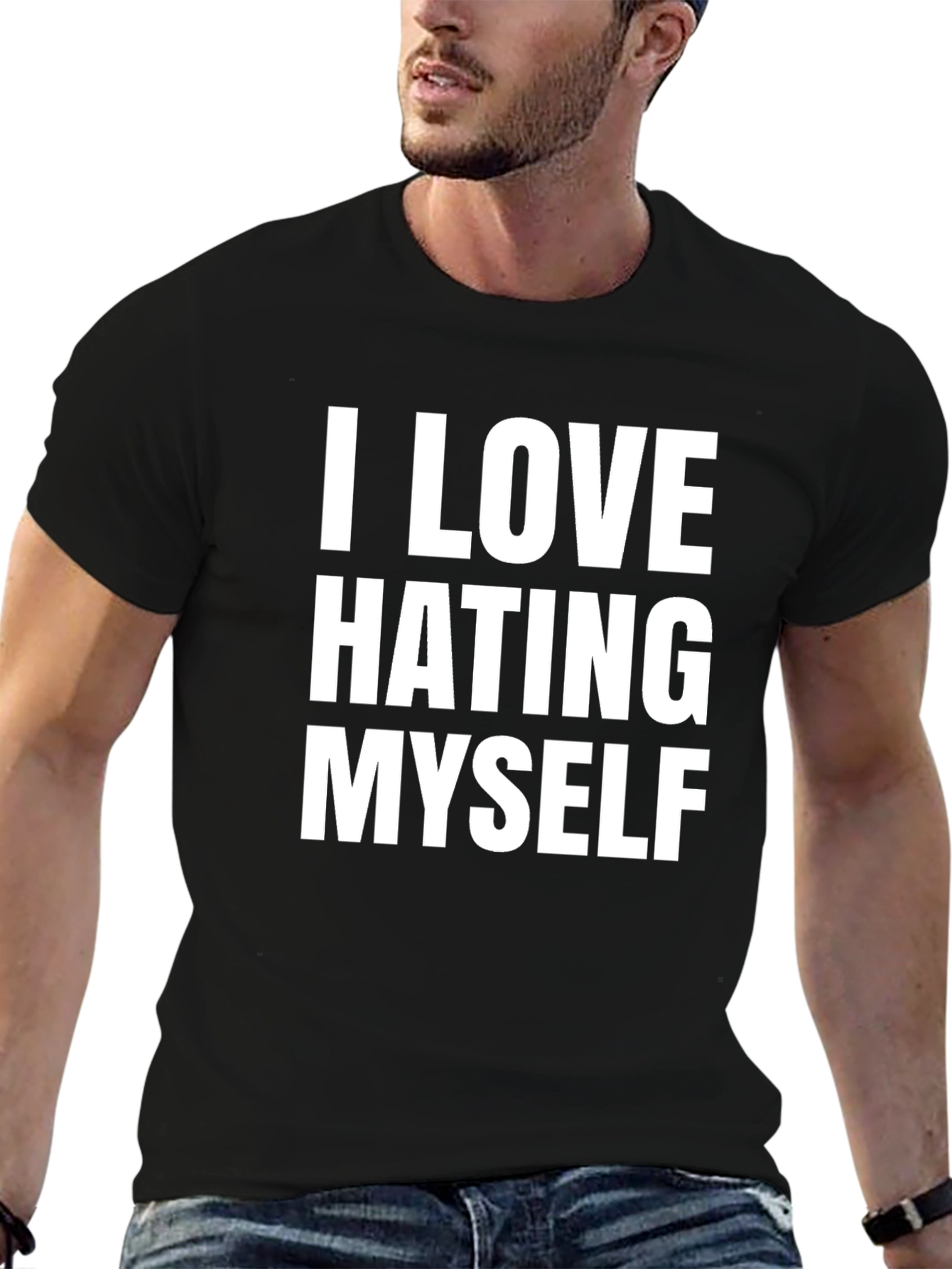 Black I Love Hating Myself Graphic Tee view 6