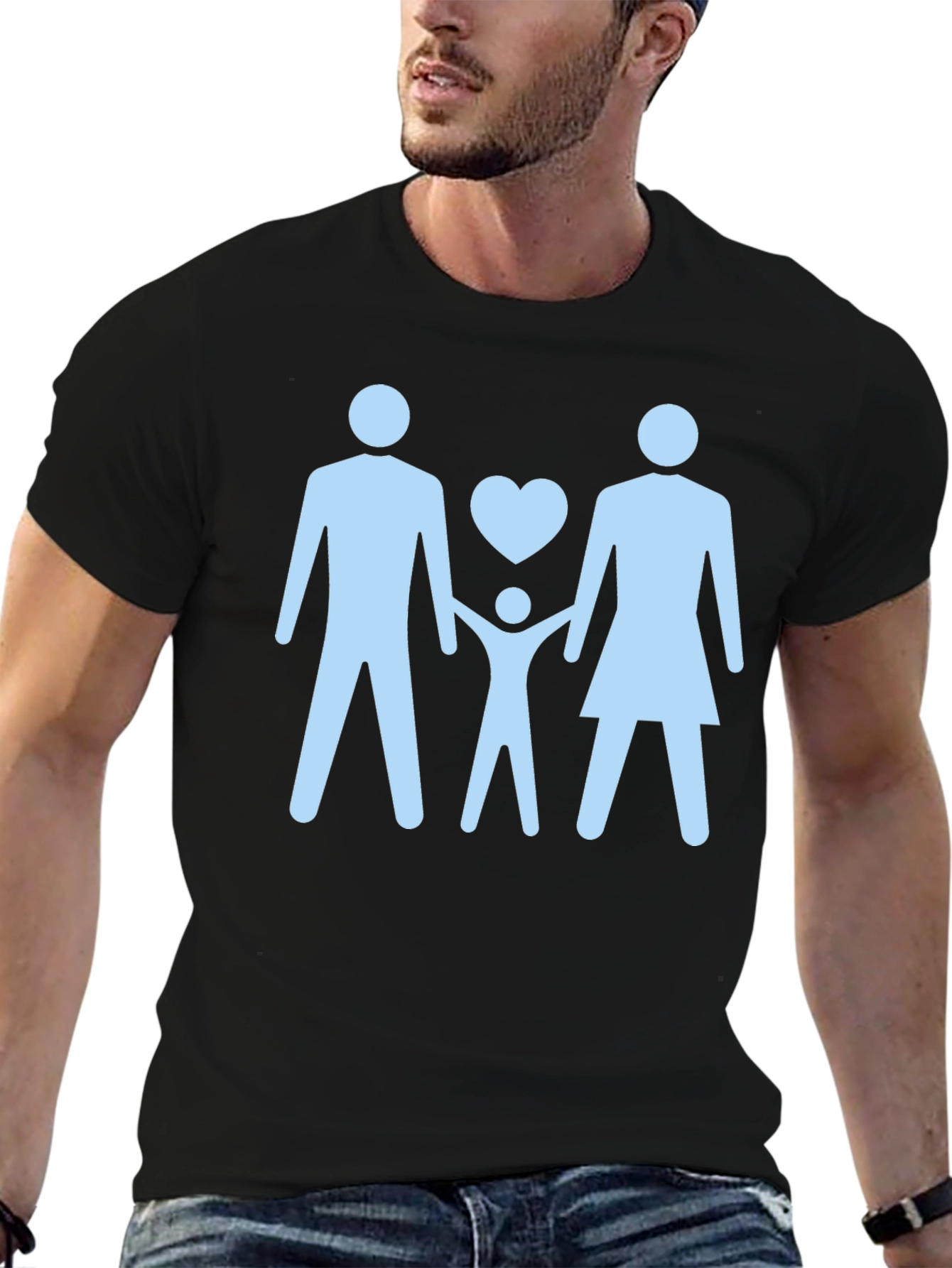Black Family Love Graphic Print Black T-Shirt view 6