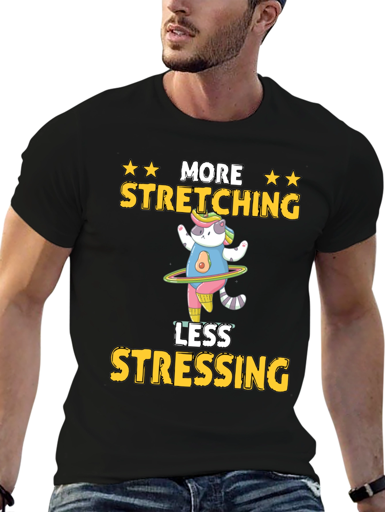 More Stretching Less Stressing Graphic T-Shirt - 6