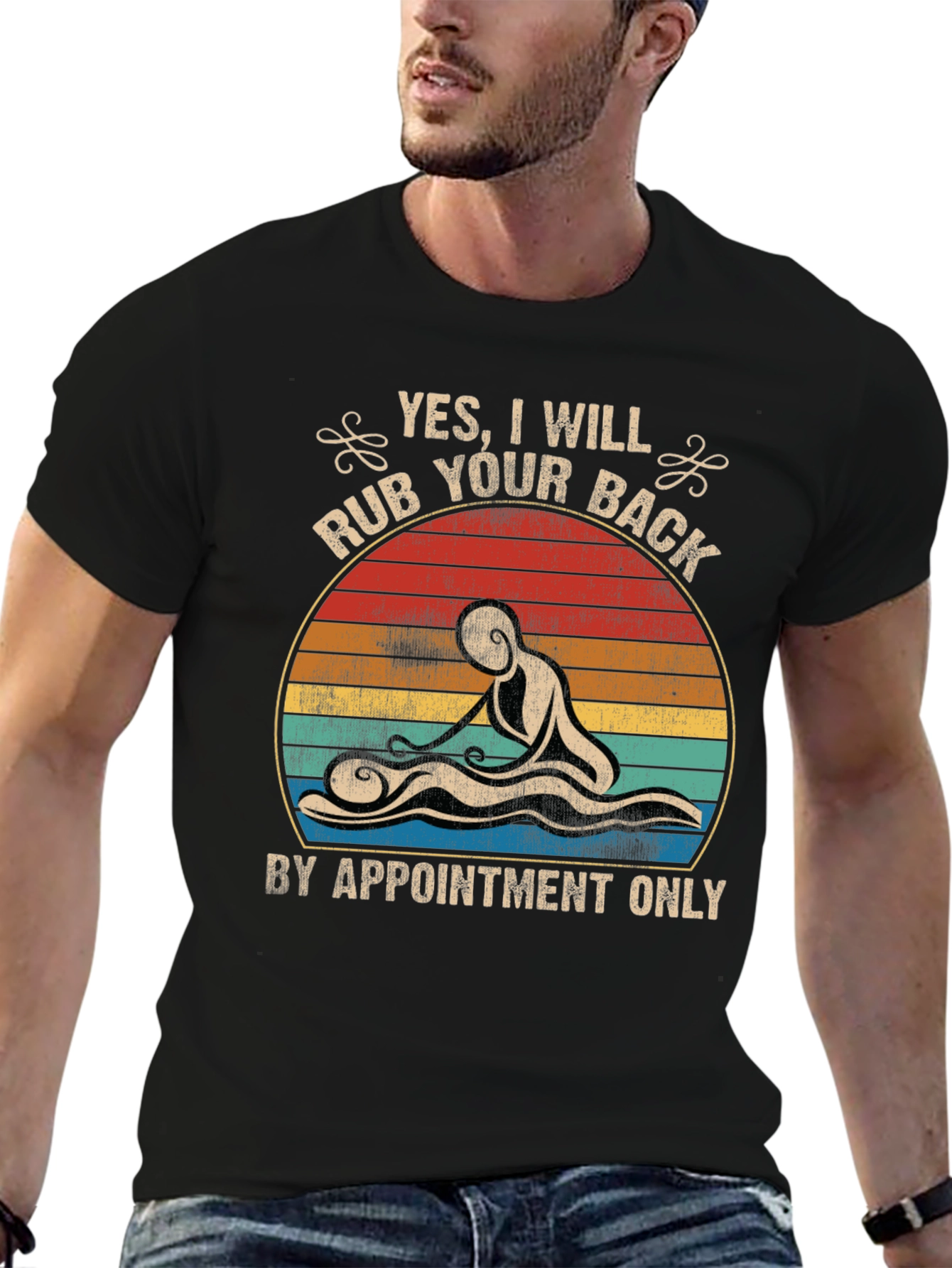 Black Massage Therapy T-Shirt - By Appointment Only view 6