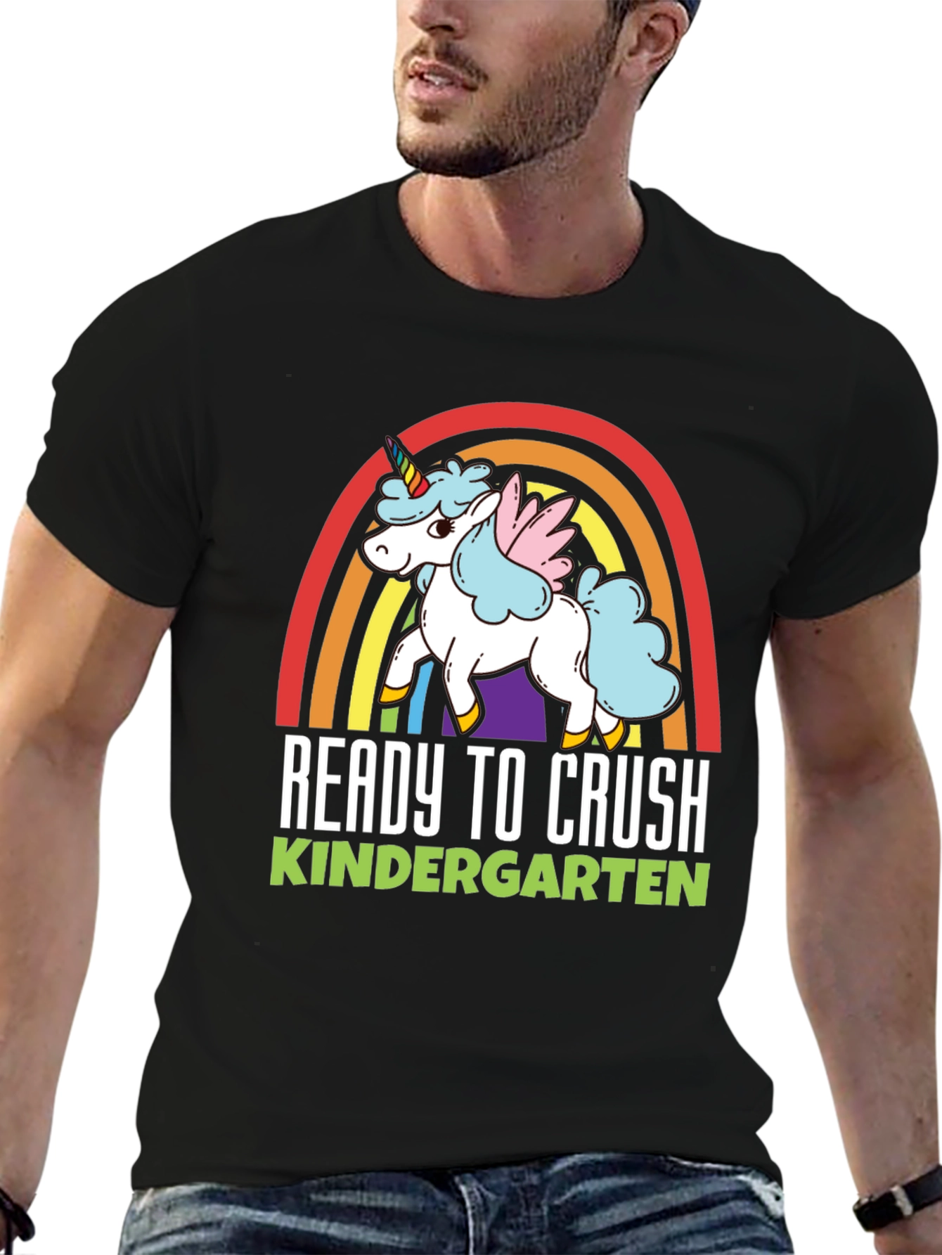 Black Ready to Crush Kindergarten Unicorn T-Shirt view 6