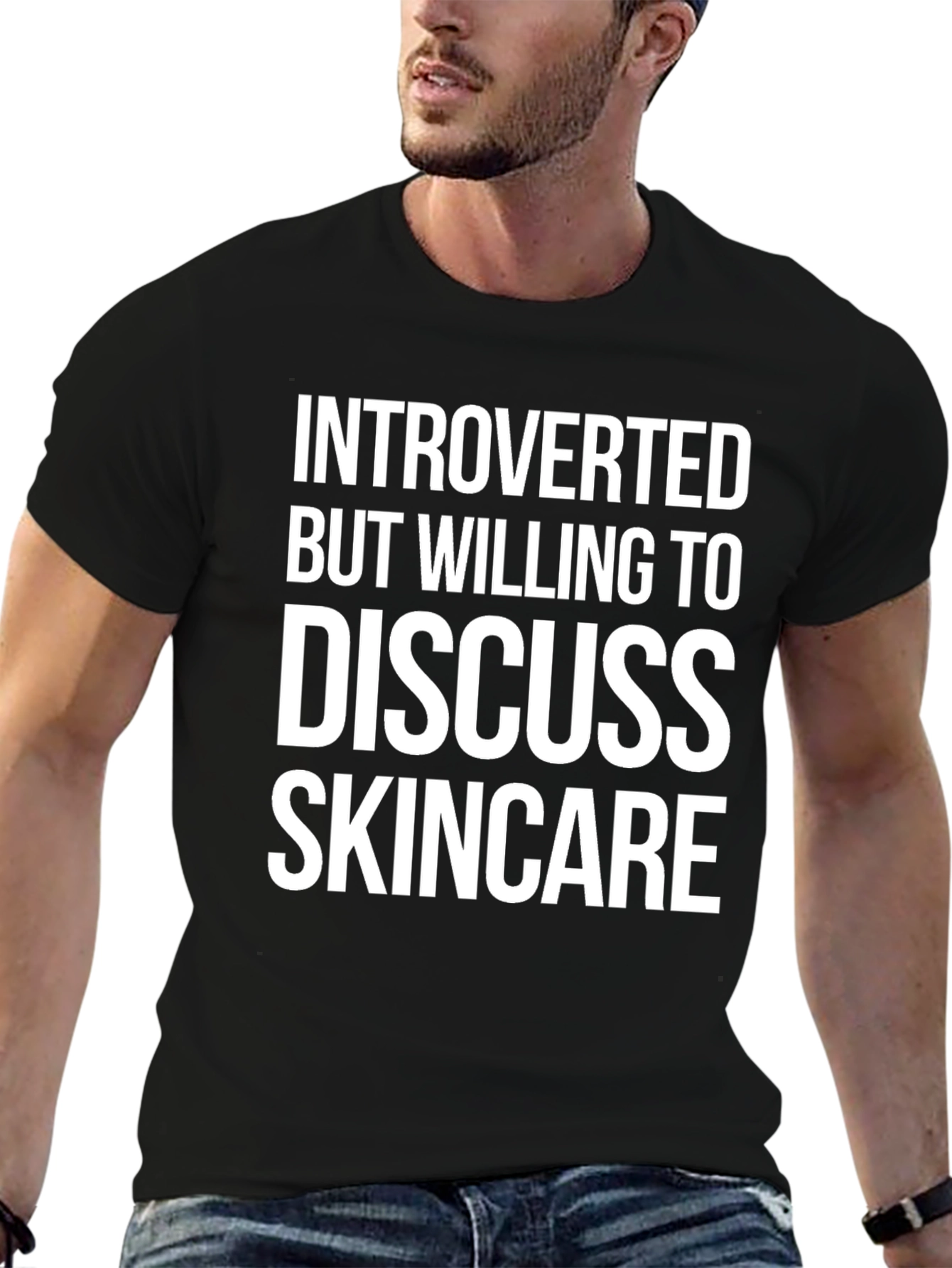 Introverted Skincare T-Shirt - Black Cotton Tee - 6
