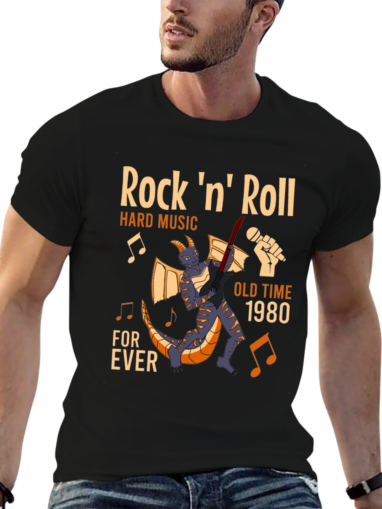 Black Rock 'n' Roll Dragon Graphic Tee view 6