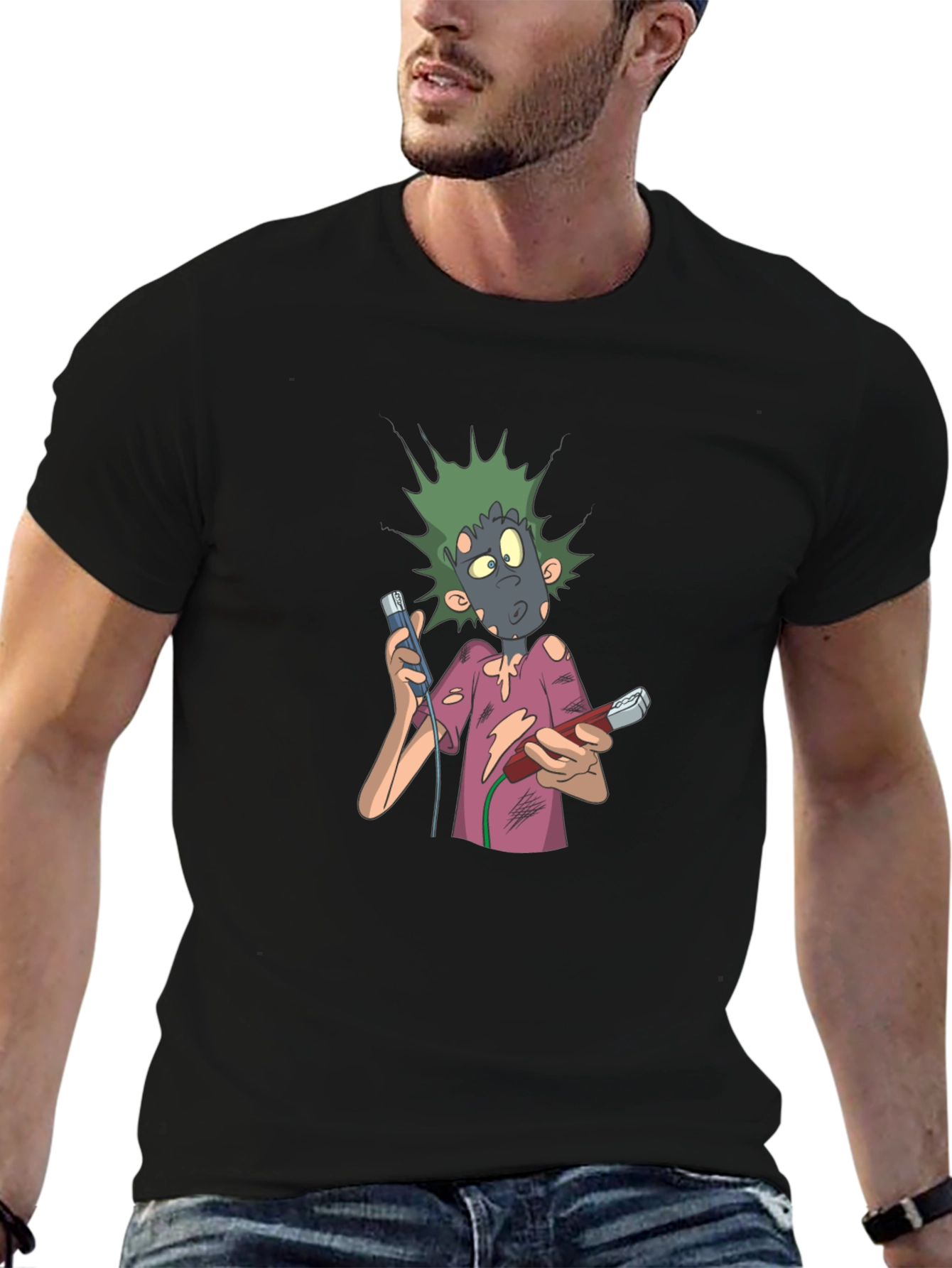 Black Cartoon Character Graphic T-Shirt view 6