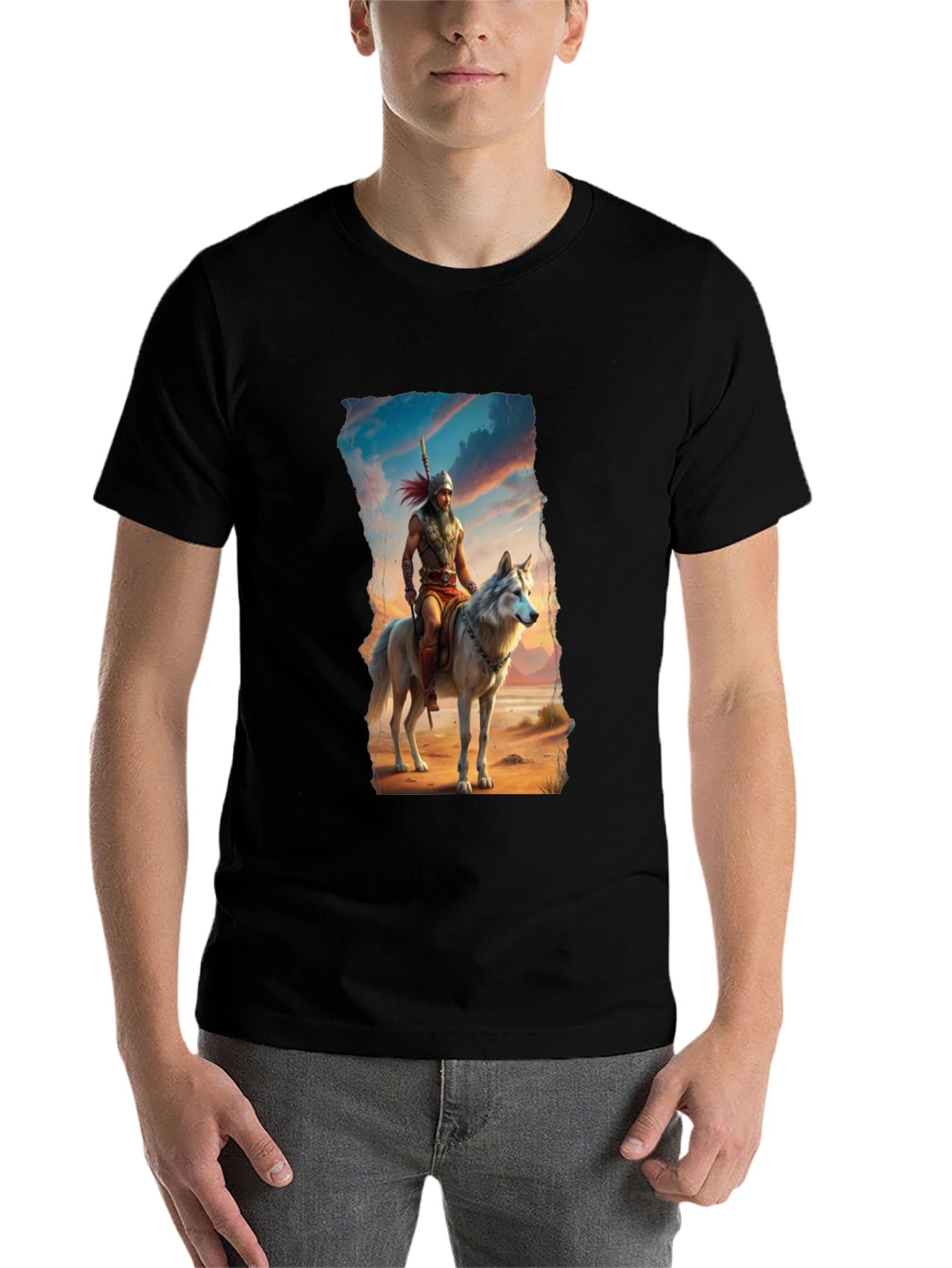 Warrior Wolf Rider Graphic Tee - Cool T-Shirt - 7