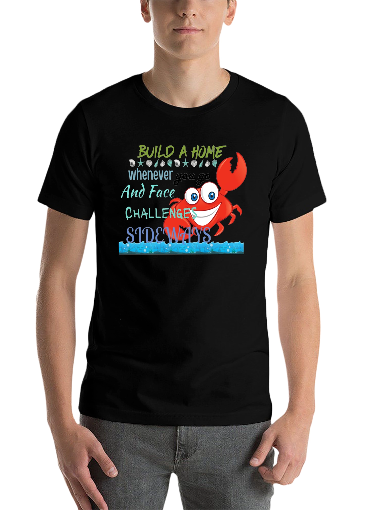 Black Build A Home Crab Graphic T-Shirt view 7