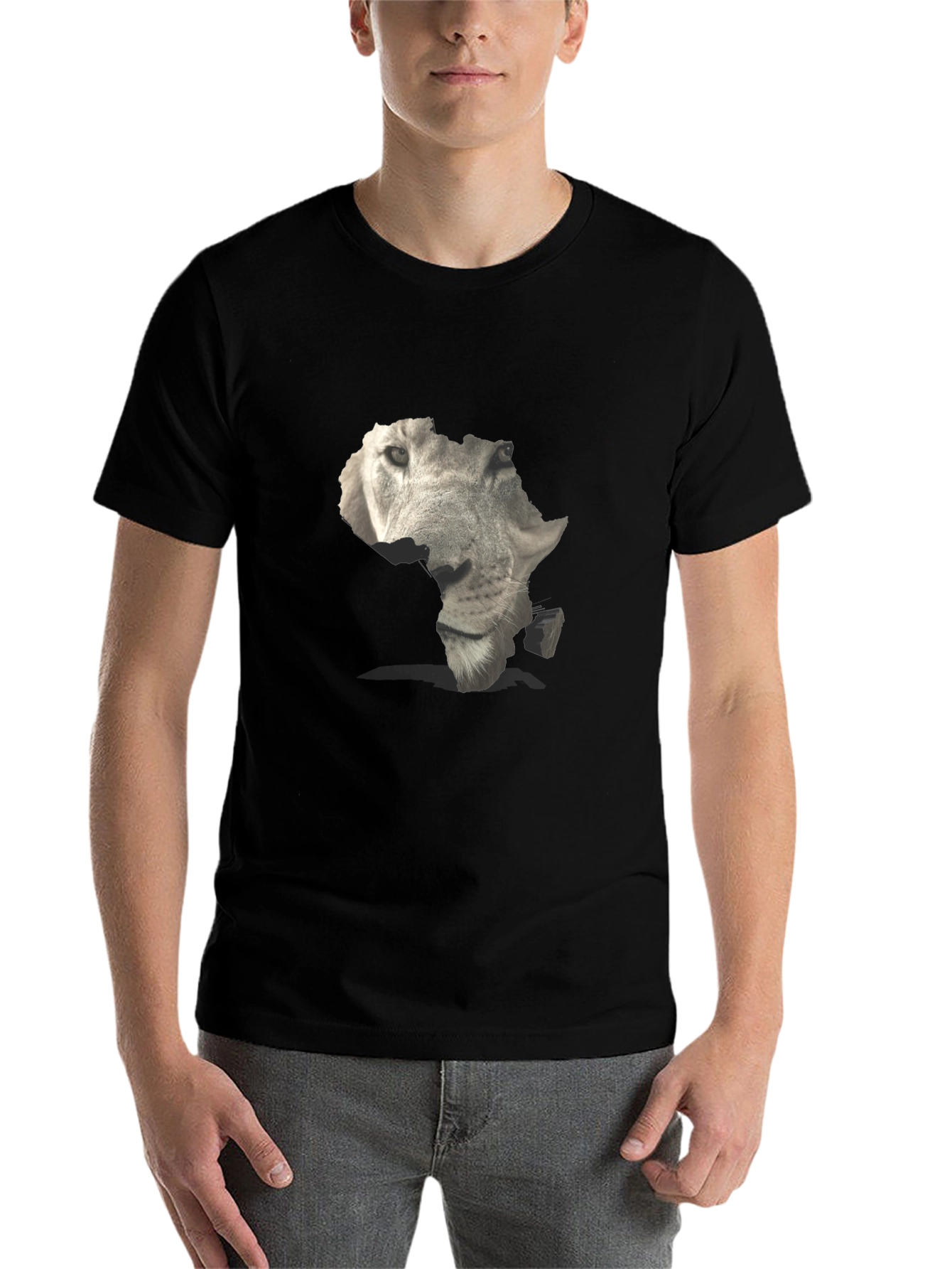 Black Africa Lion Face Graphic Tee - Black view 7