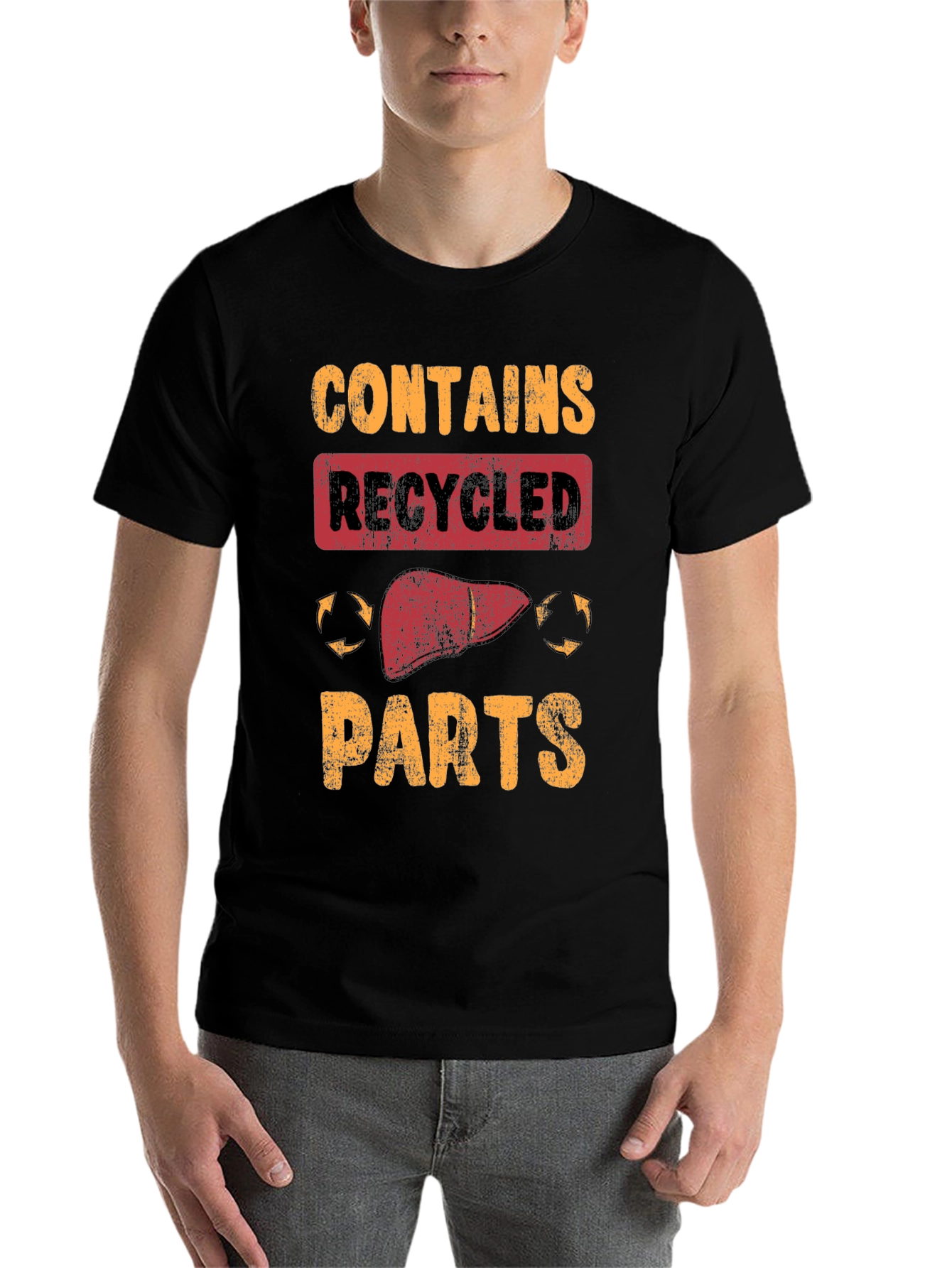 Black Contains Recycled Parts Novelty Graphic T-Shirt view 7