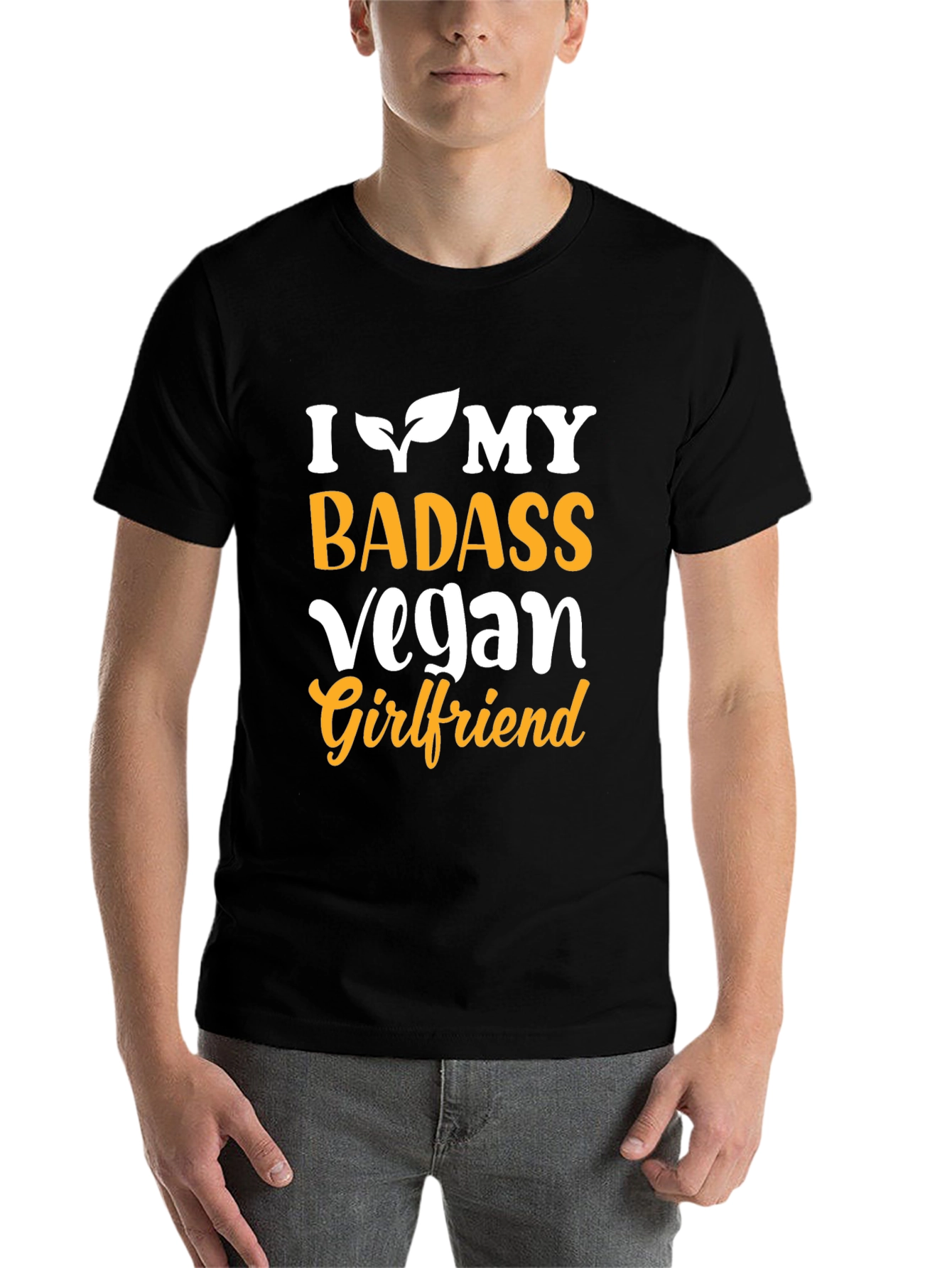 Black I Heart My Badass Vegan Girlfriend Graphic Tee view 7
