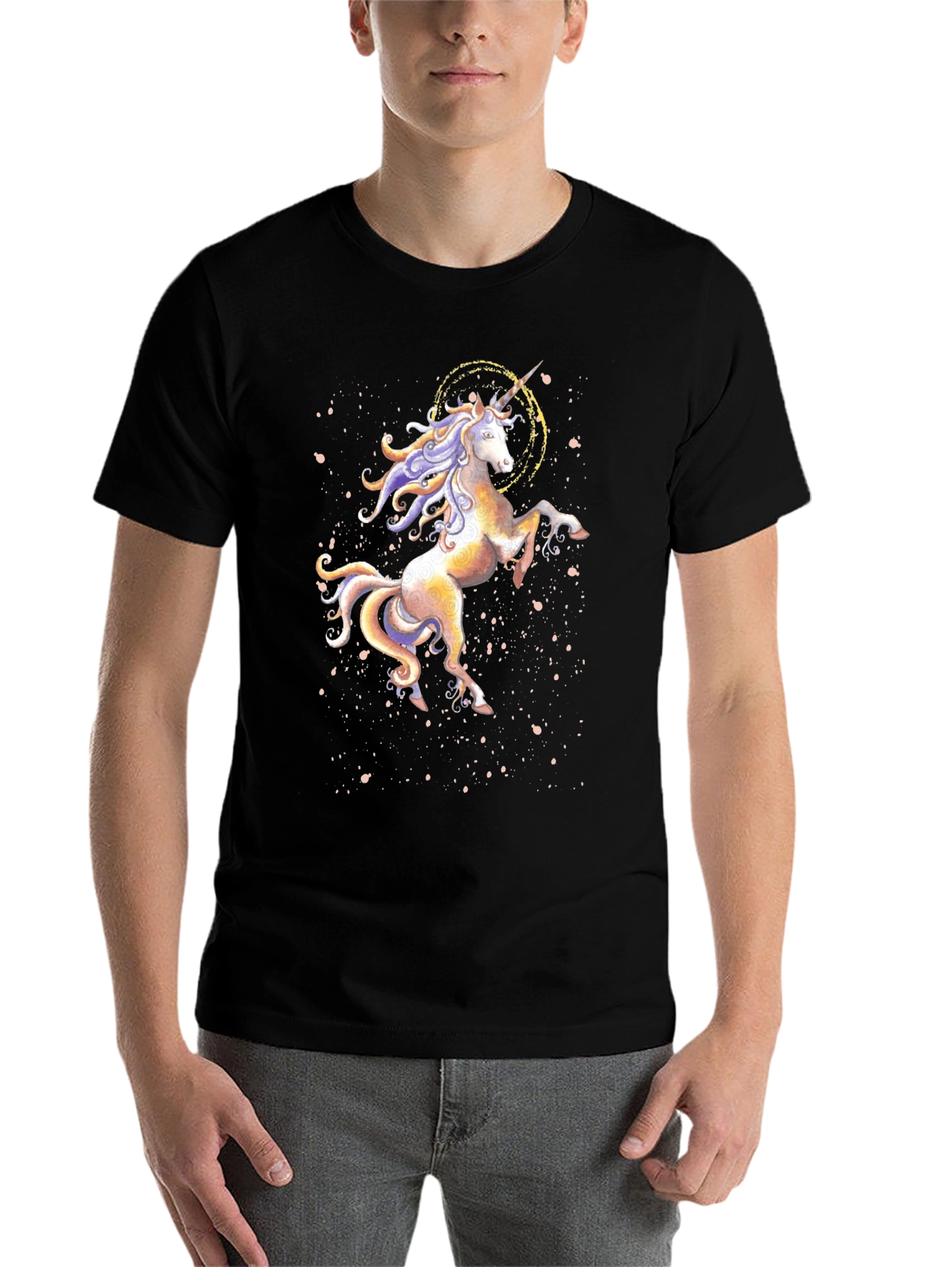 Black Unicorn Graphic Print Black T-Shirt view 7