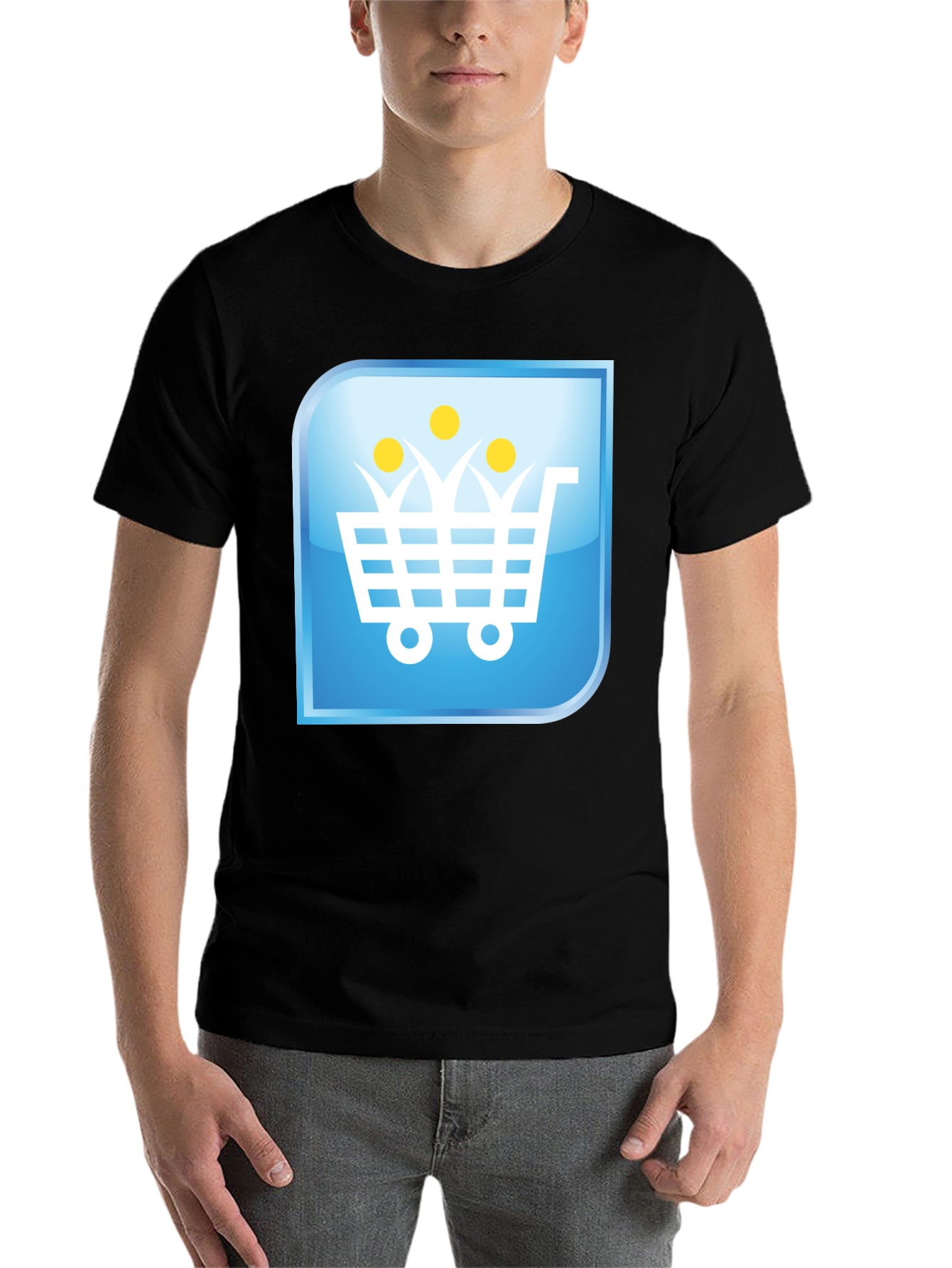 Black Shopping Cart People Black T-Shirt view 7