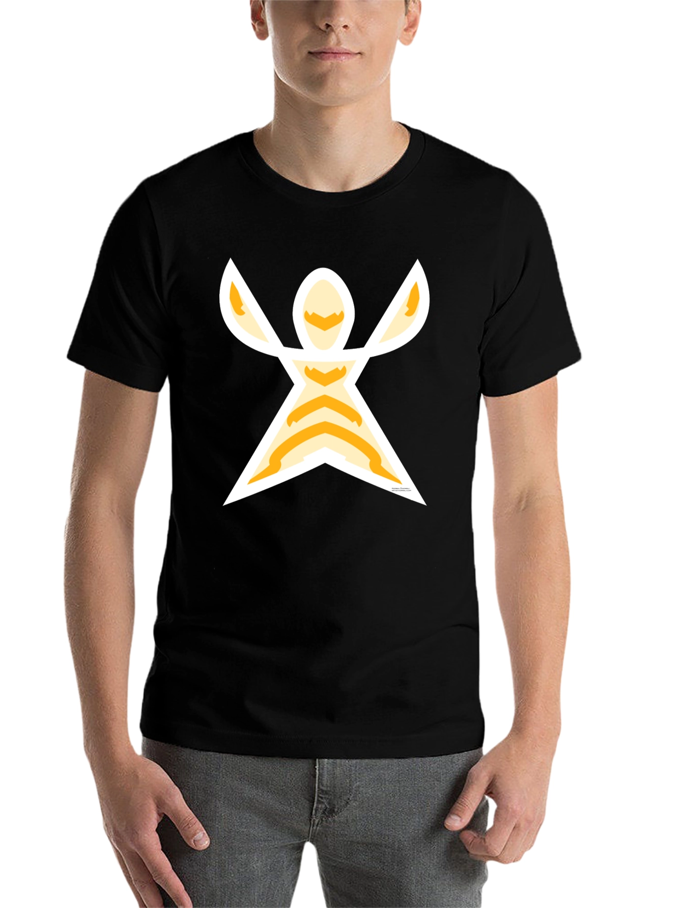 Black Graphic Tee: Abstract Figure Print, Black view 7