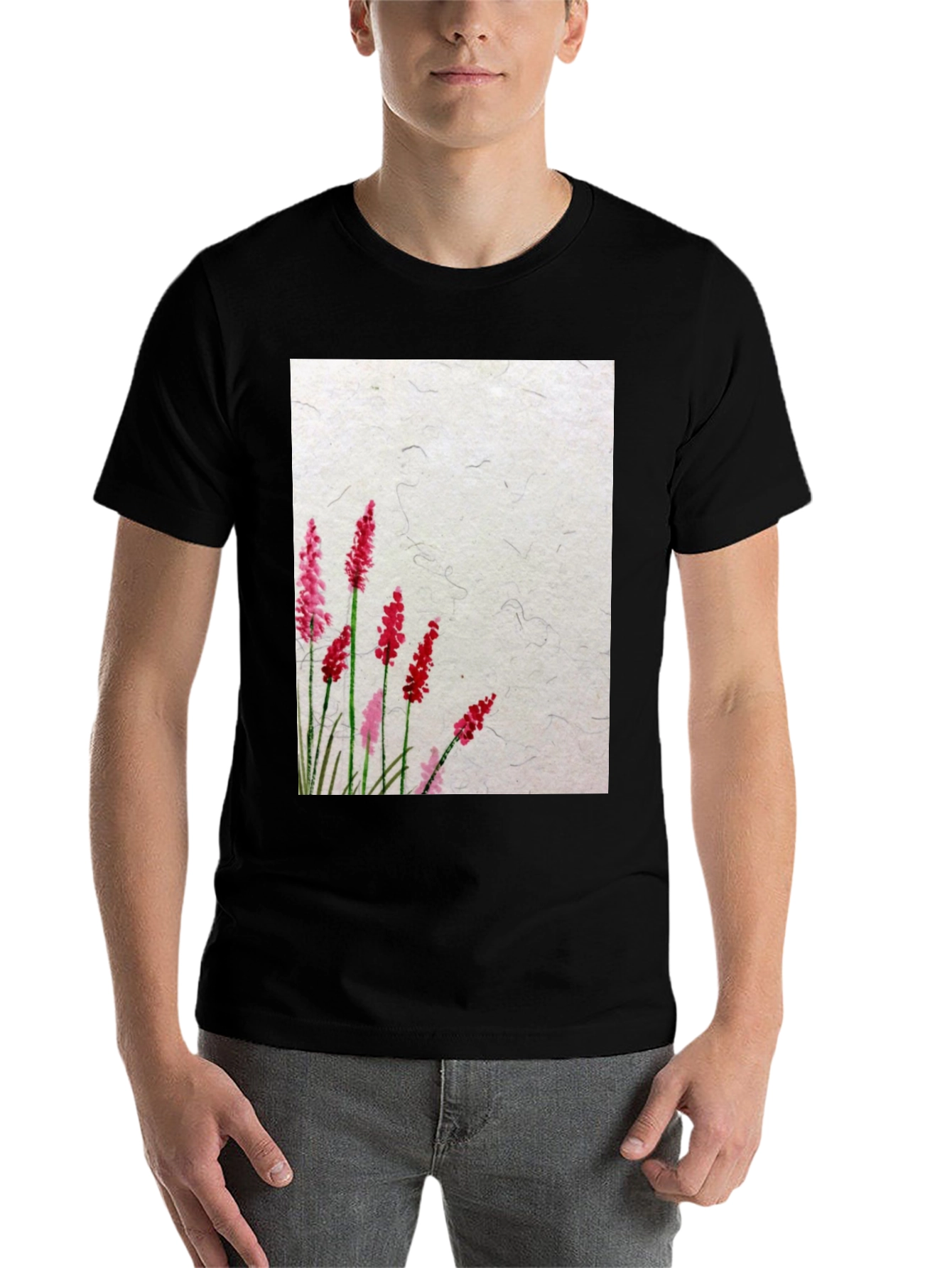Black Floral Print Crew Neck T-Shirt view 7