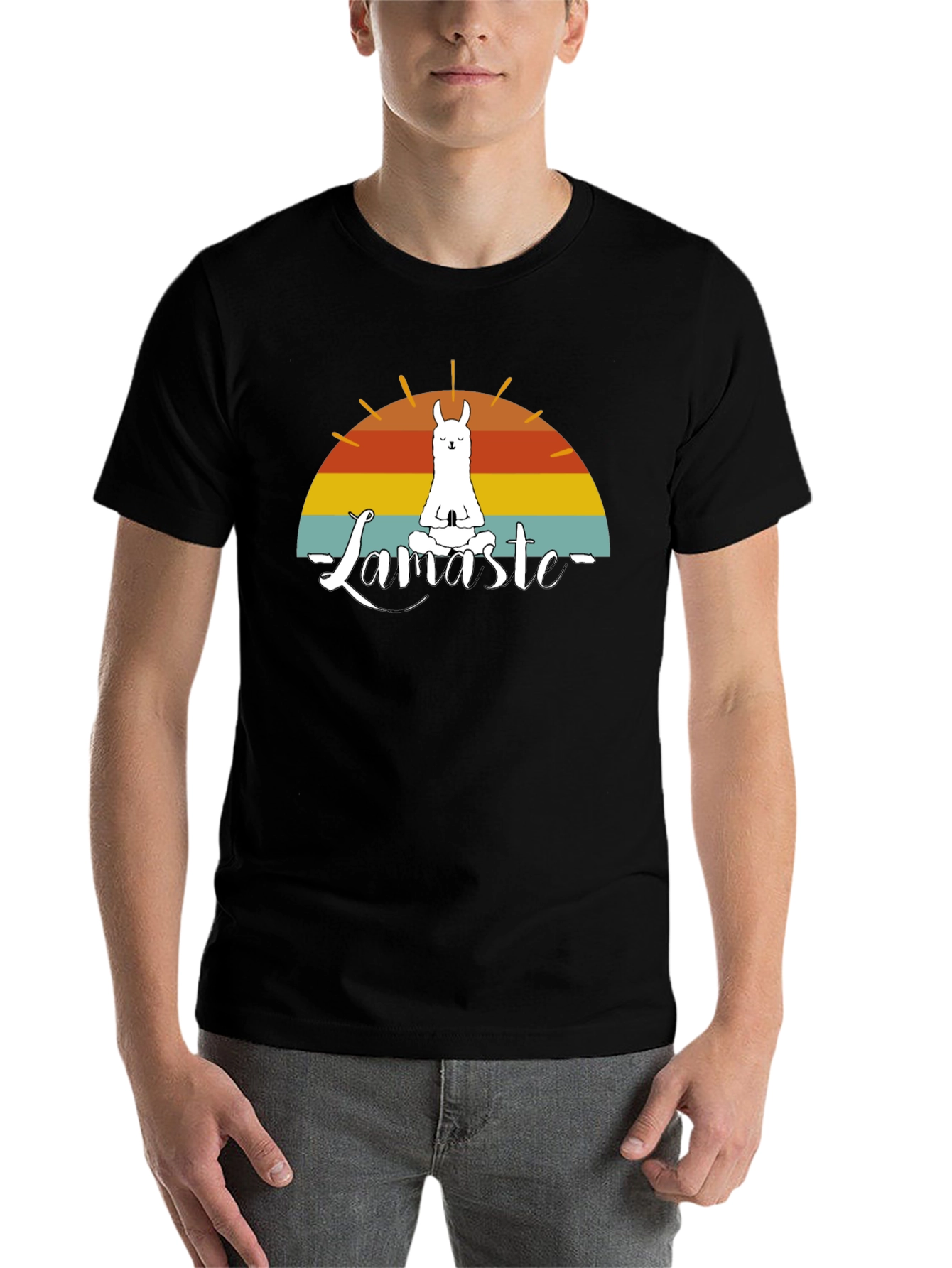 Black Namaste Llama T-Shirt - Zen Vibes view 7