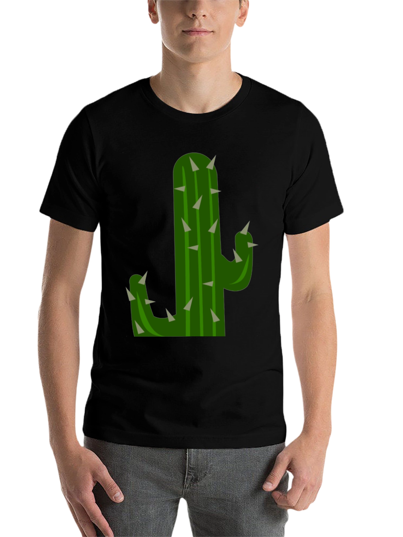 Black Cactus Graphic Tee - Black Cotton T-Shirt view 7