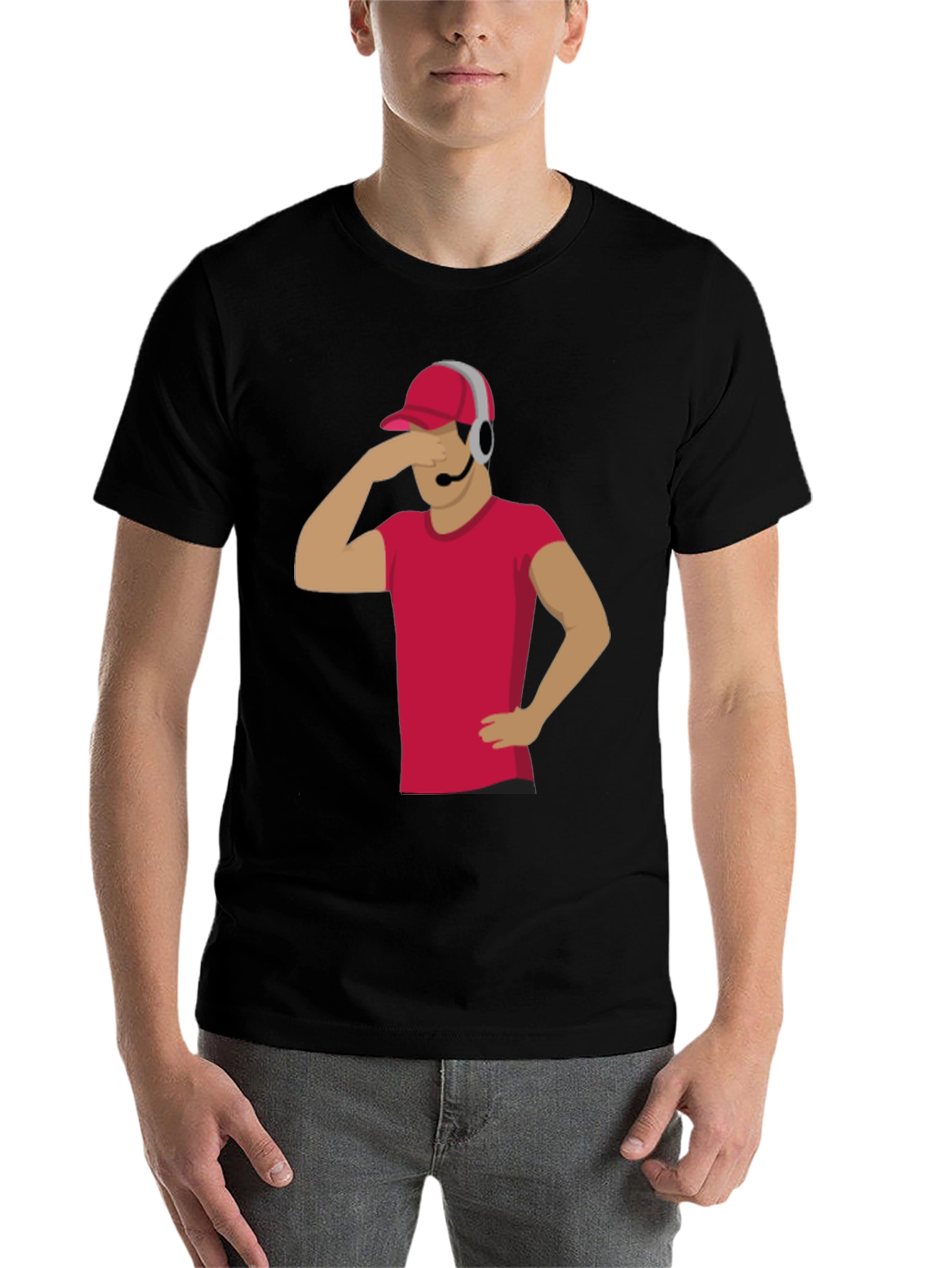 Black Funny Gamer T-Shirt with Headset - Novelty Graphic Tee view 7