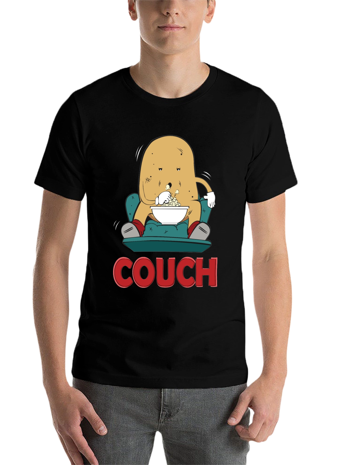 Black Potato Couch T-Shirt - Funny Lazy Spud Tee view 7