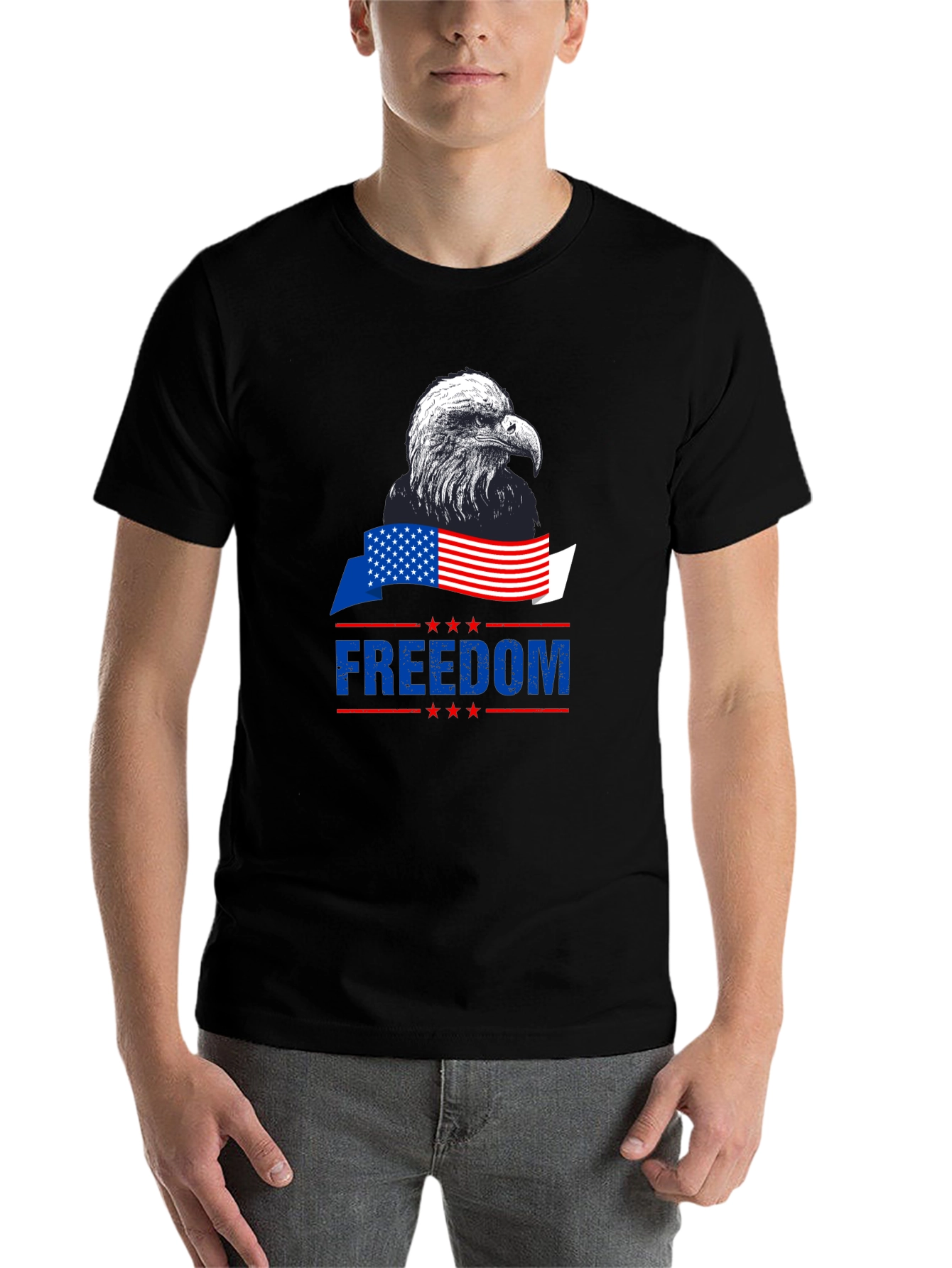 Black Patriotic Eagle Freedom T-Shirt - American Pride view 7