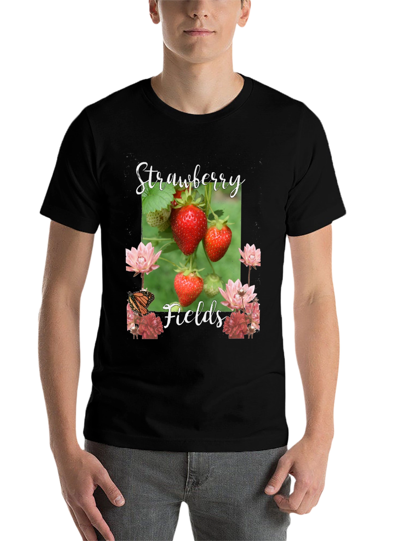 Black Strawberry Fields Graphic T-Shirt view 7