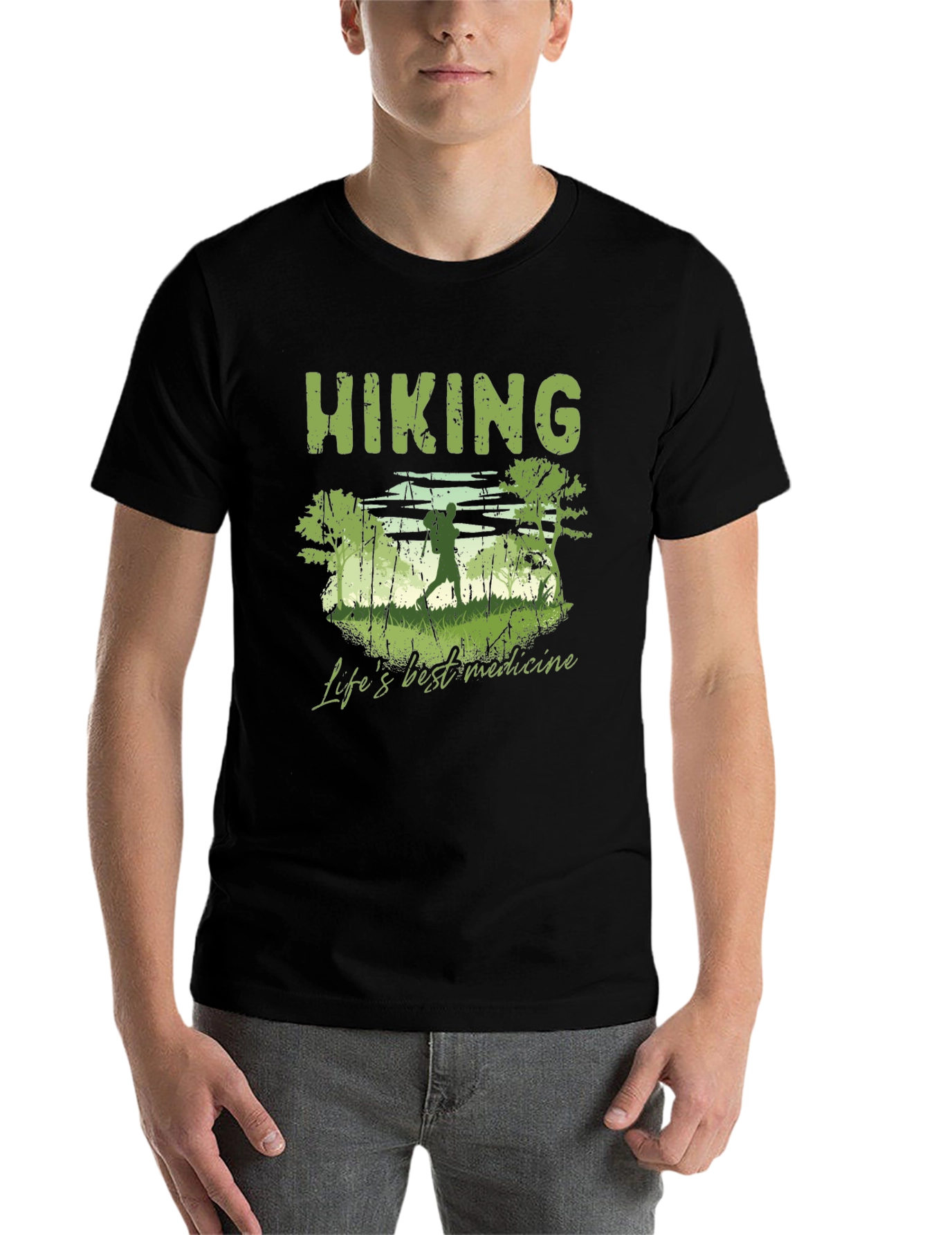 Black Hiking 'Life's Best Medicine' Graphic T-Shirt view 7