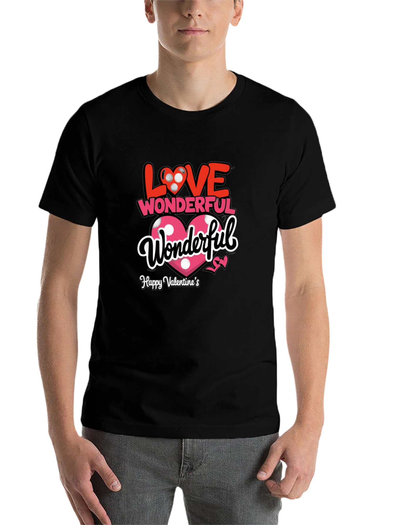 Black Love Wonderful Valentine's Day Black T-Shirt view 7