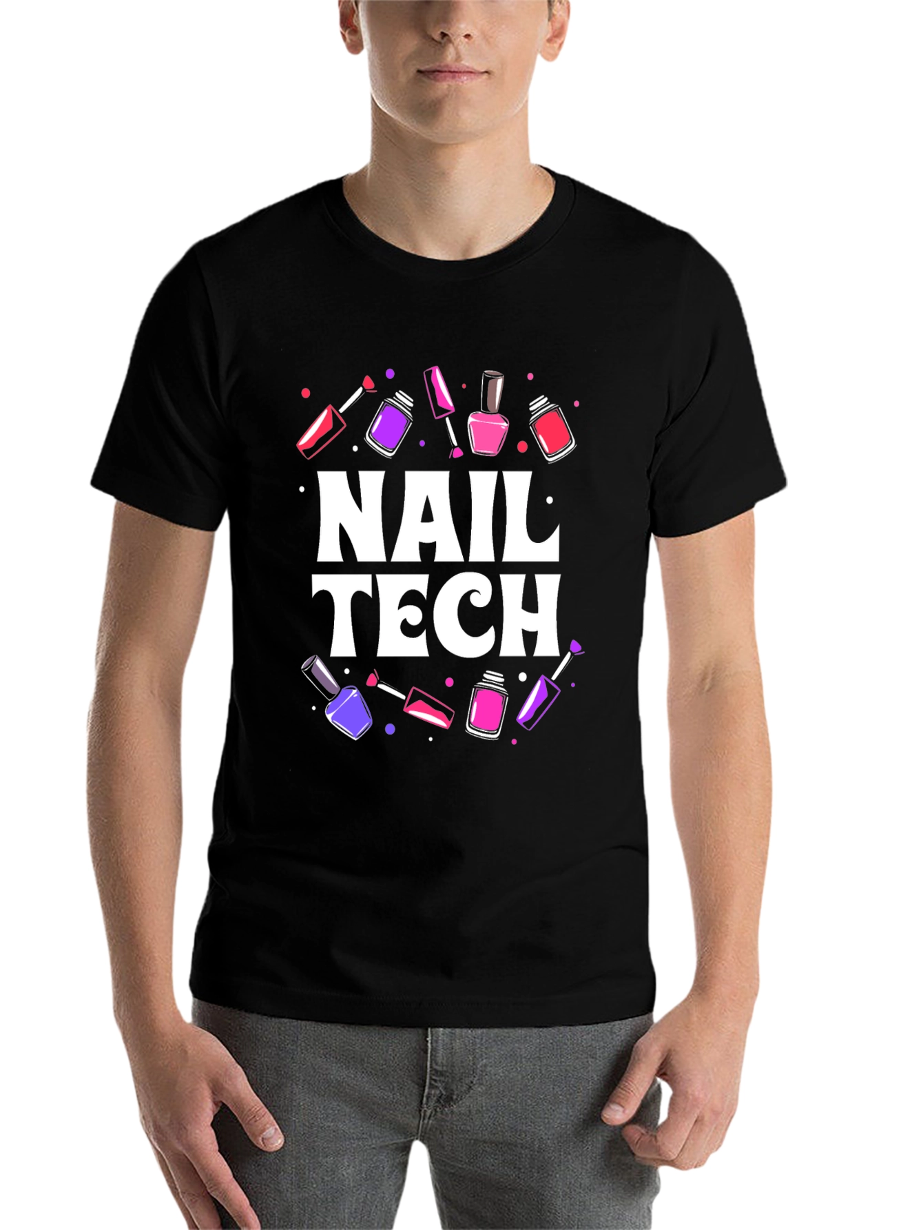 Black Nail Tech T-Shirt - Stylish Manicure Design view 7