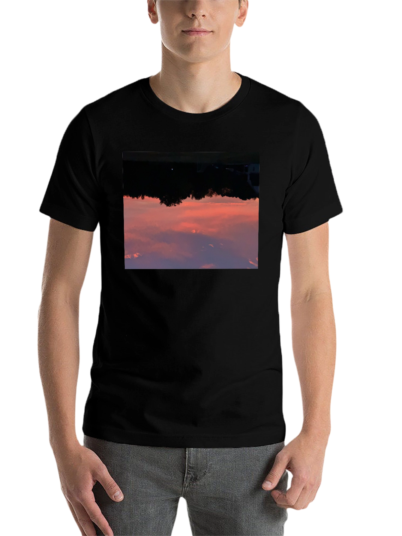 Black Sunset Sky Graphic Black T-Shirt view 7