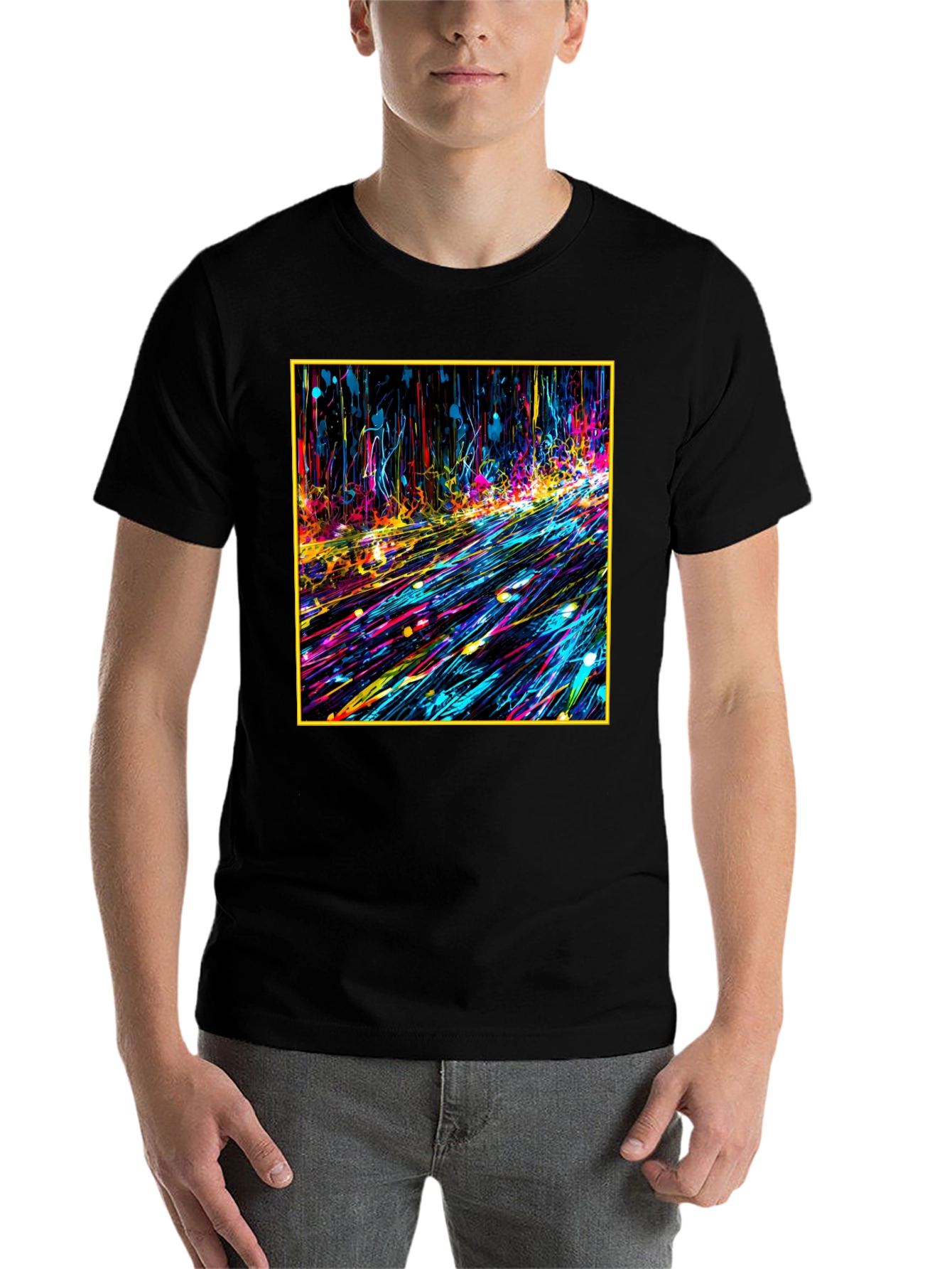 Black Abstract Art Black Tee - Bold Graphic Print view 7