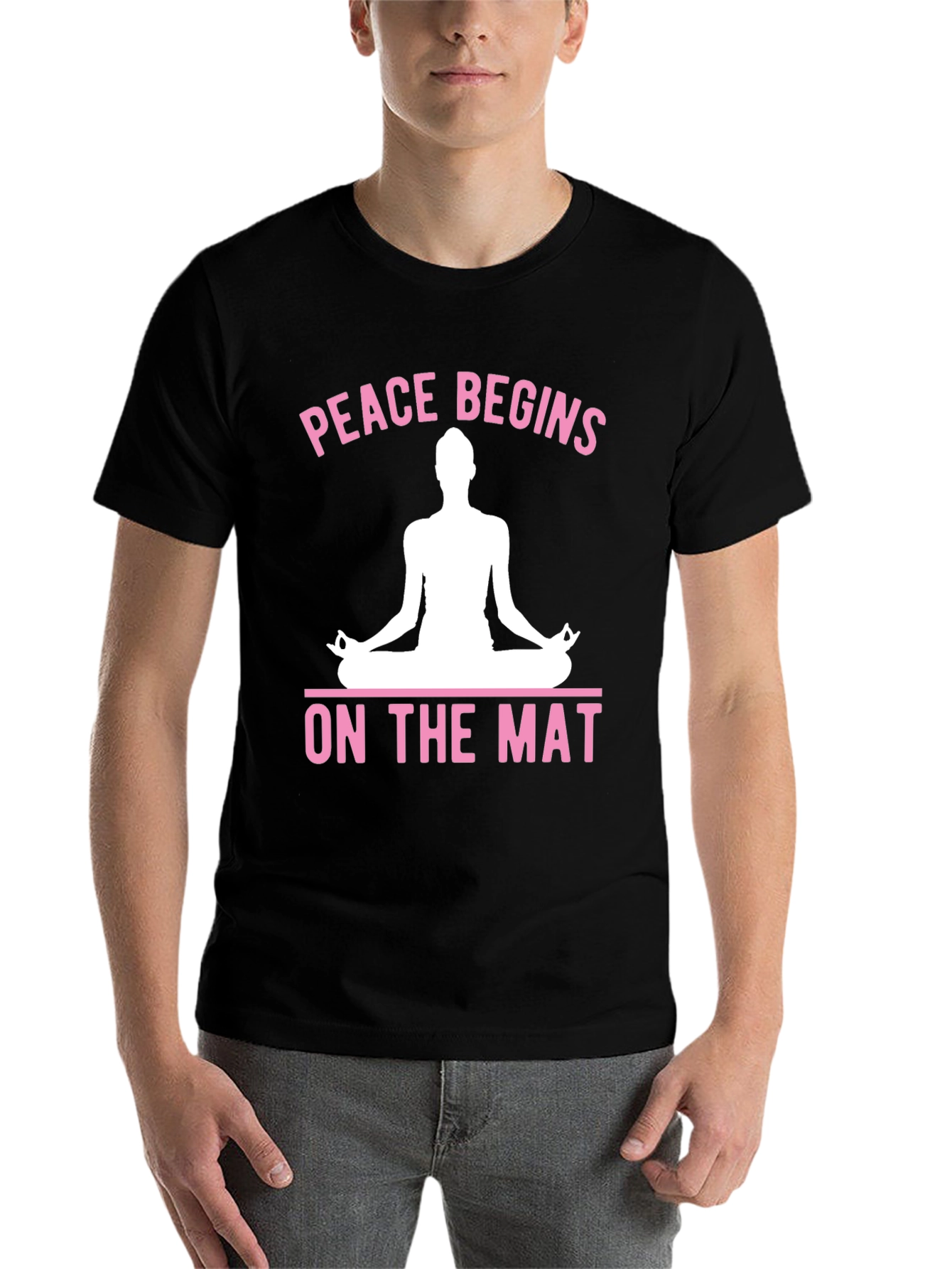 Black Peace Begins On The Mat Yoga Graphic T-Shirt view 7