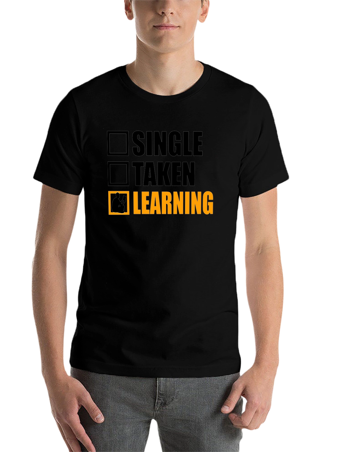 Black Single Taken Learning T-Shirt view 7