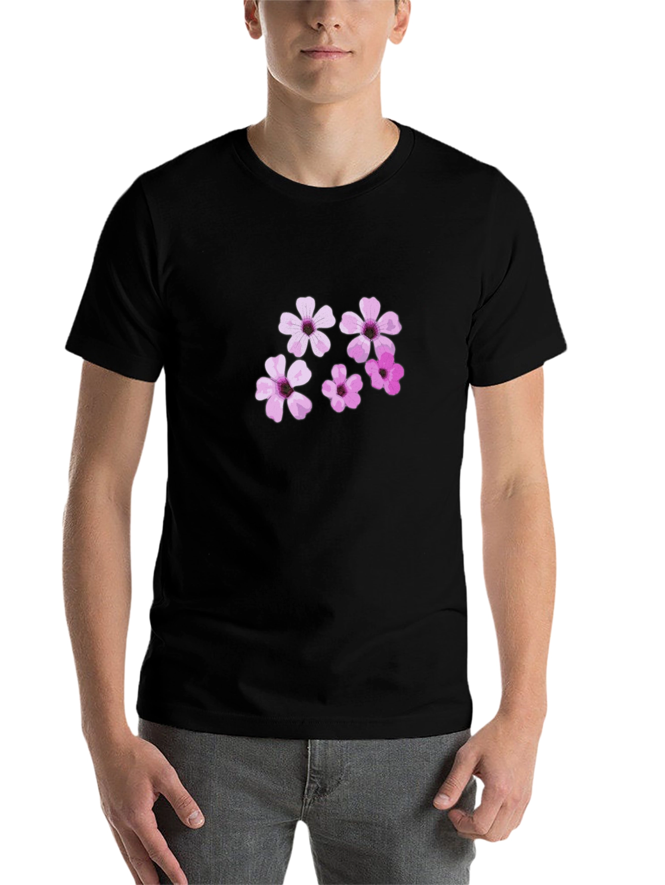 Black Floral Print Crew Neck T-Shirt view 7