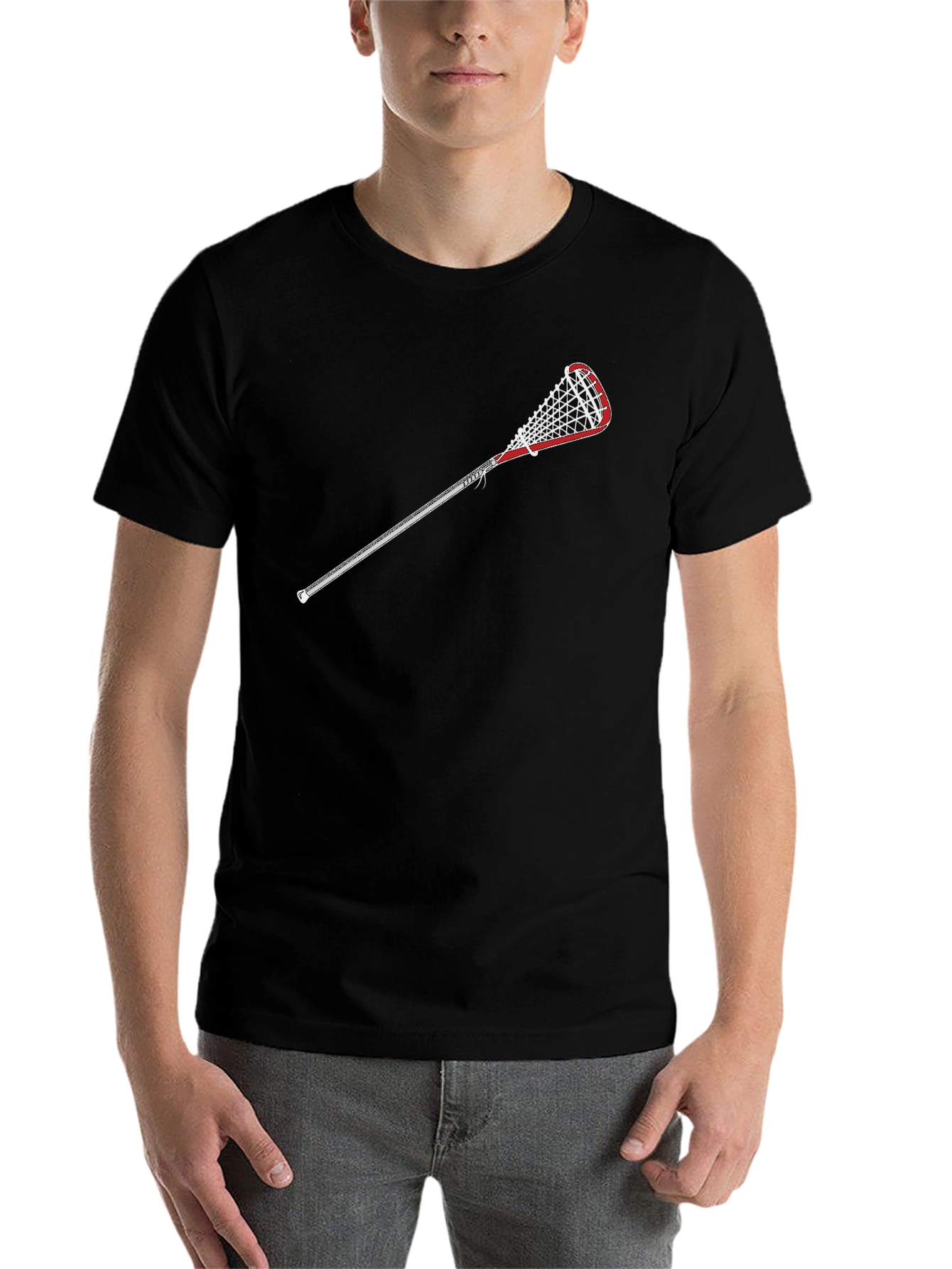 Black Lacrosse Stick Graphic Tee - Sporty Casual Style view 7