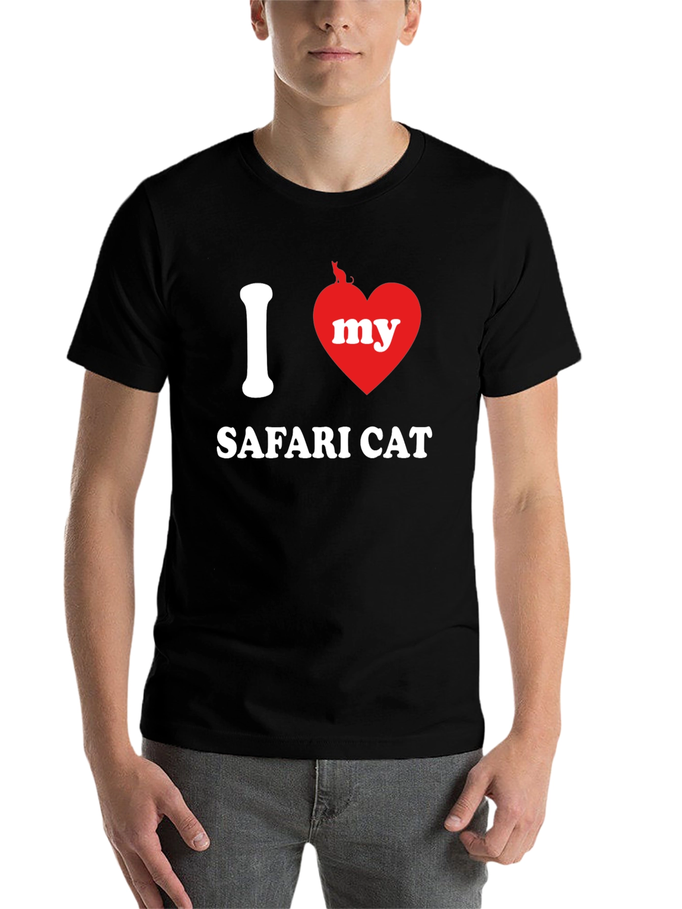 Black I Heart My Safari Cat Graphic Tee view 7