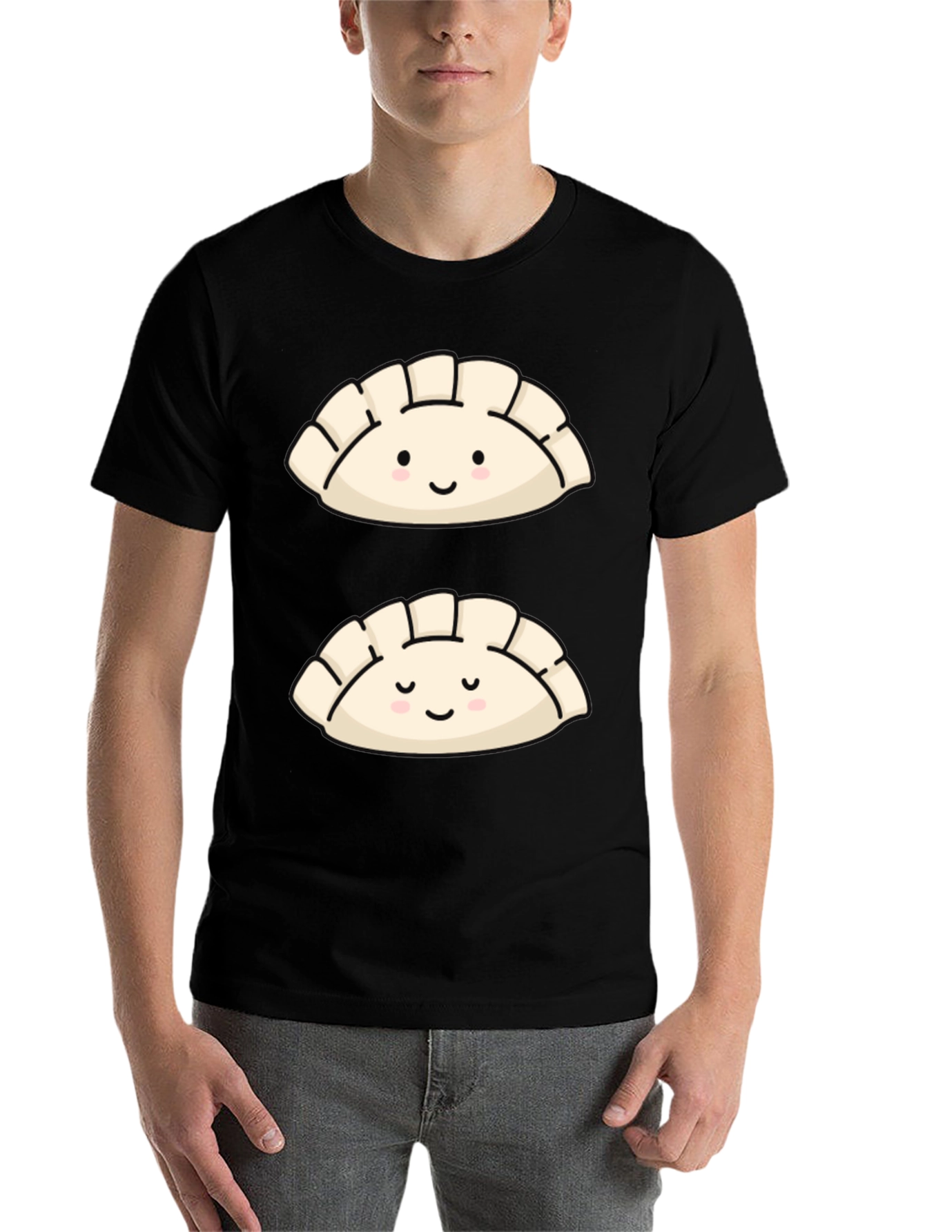 Black Cute Dumpling Graphic T-Shirt - Foodie Fashion view 7