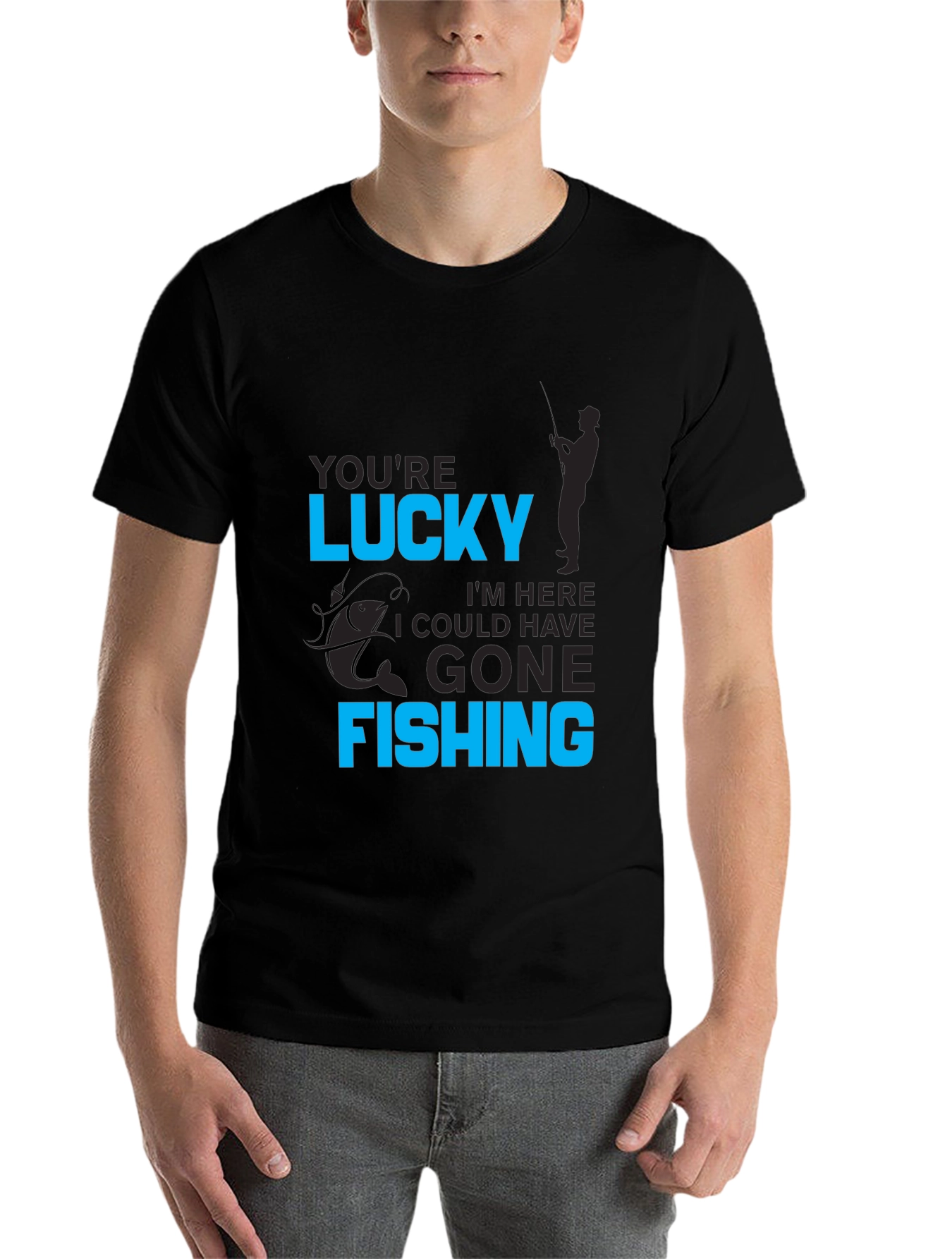 Black Lucky Fishing Graphic Tee view 7