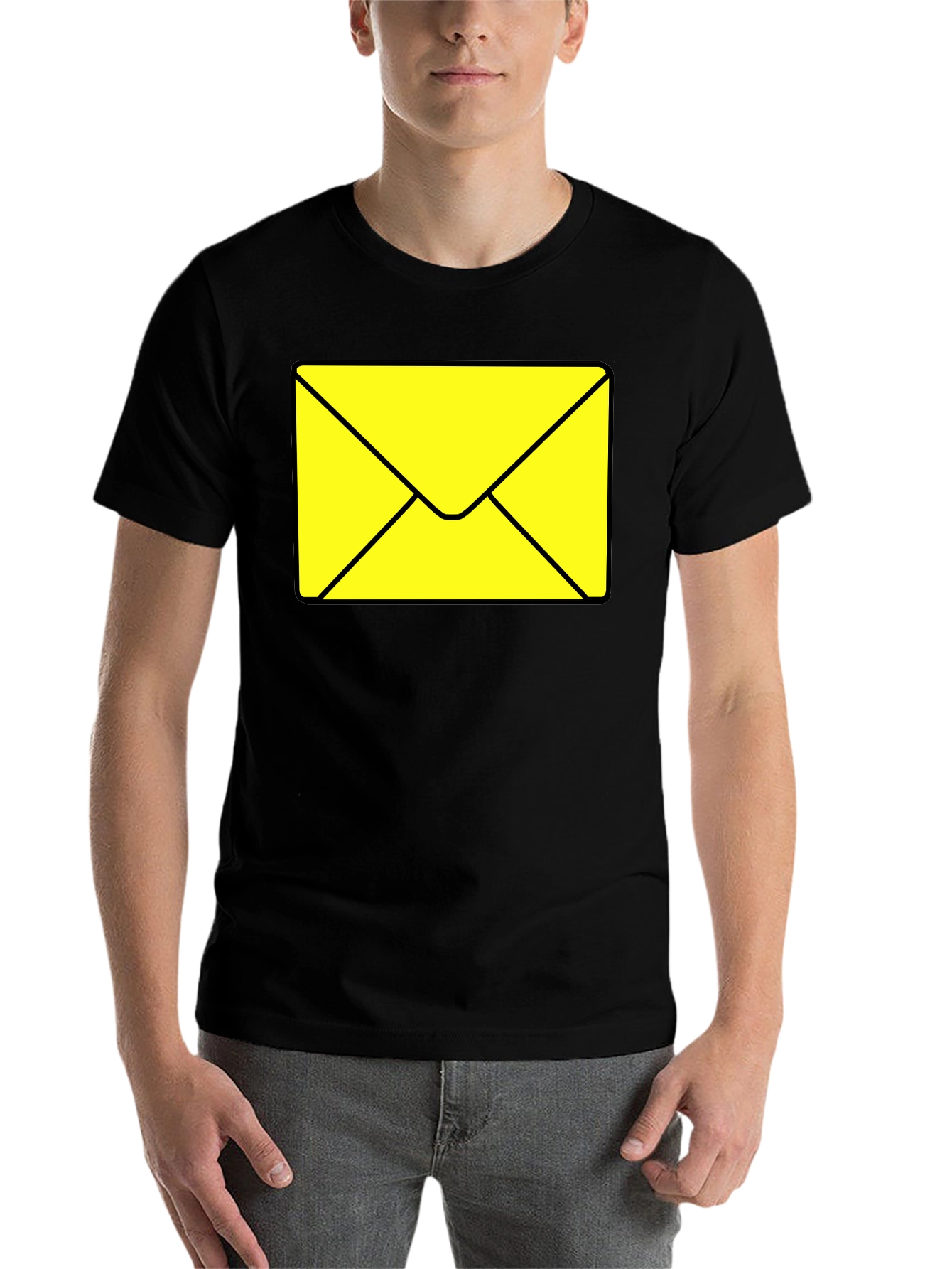 Black Envelope Graphic Tee - Black Cotton Casual T-Shirt view 7