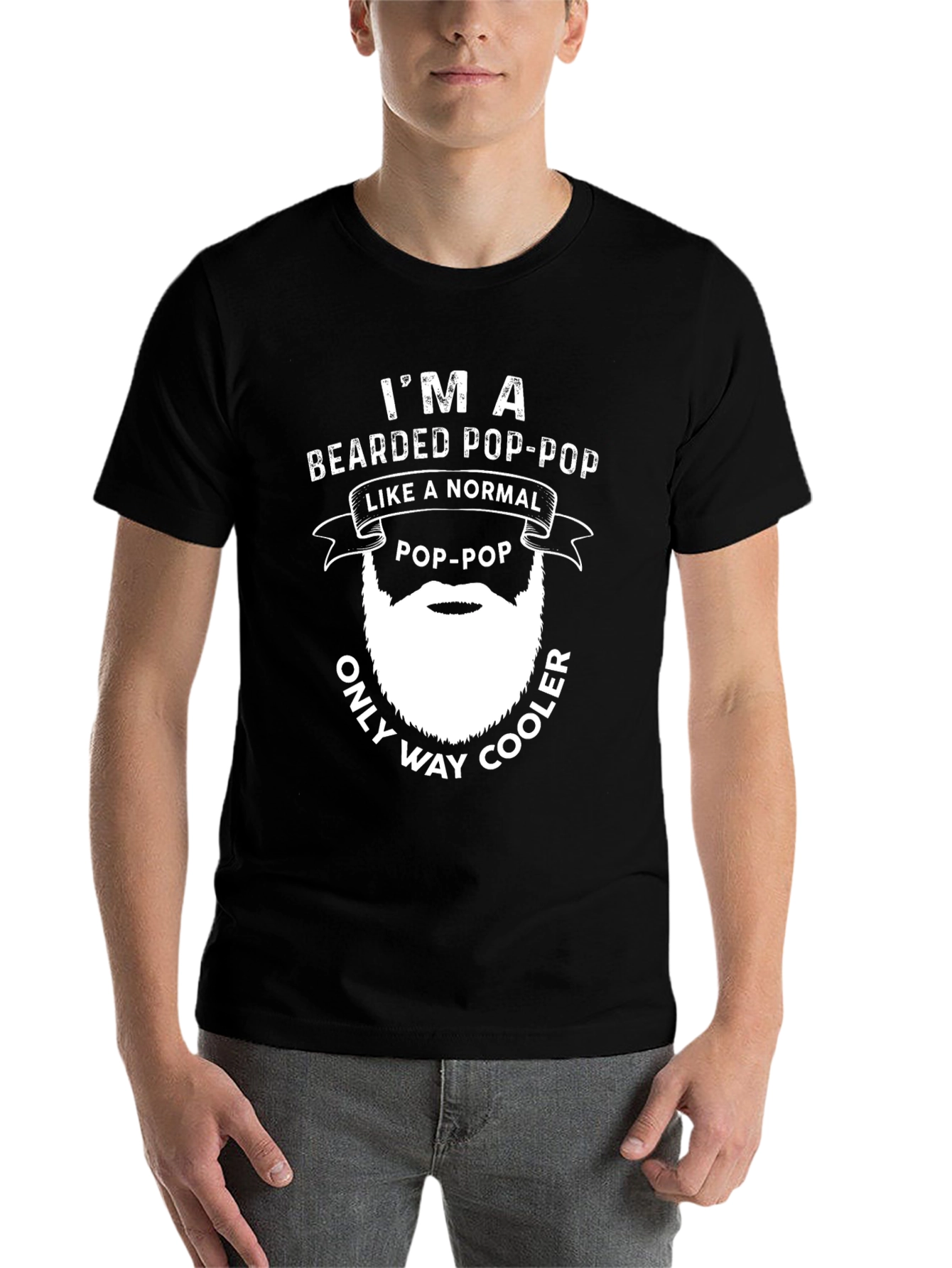 Black Bearded Pop-Pop Novelty T-Shirt view 7